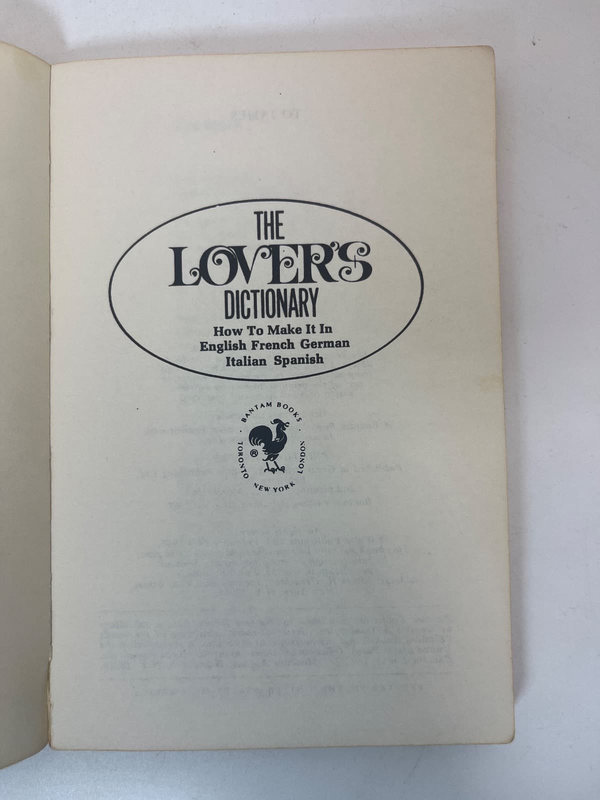 The Lover's Dictionary - title page