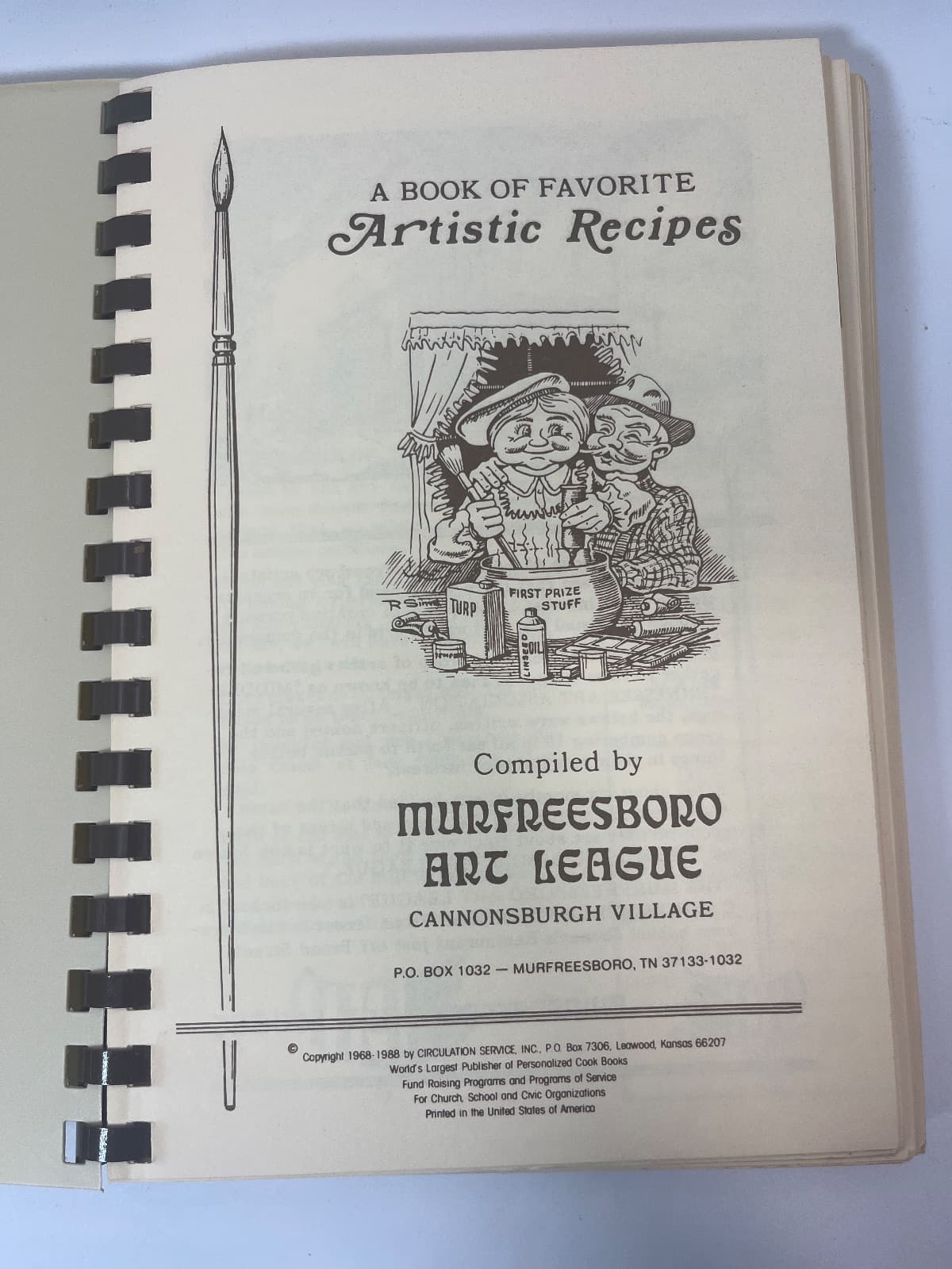 Masterpiece Cook Book Murfreesboro Art League Cannonsburgh Village by Cannonsburgh Village - title page