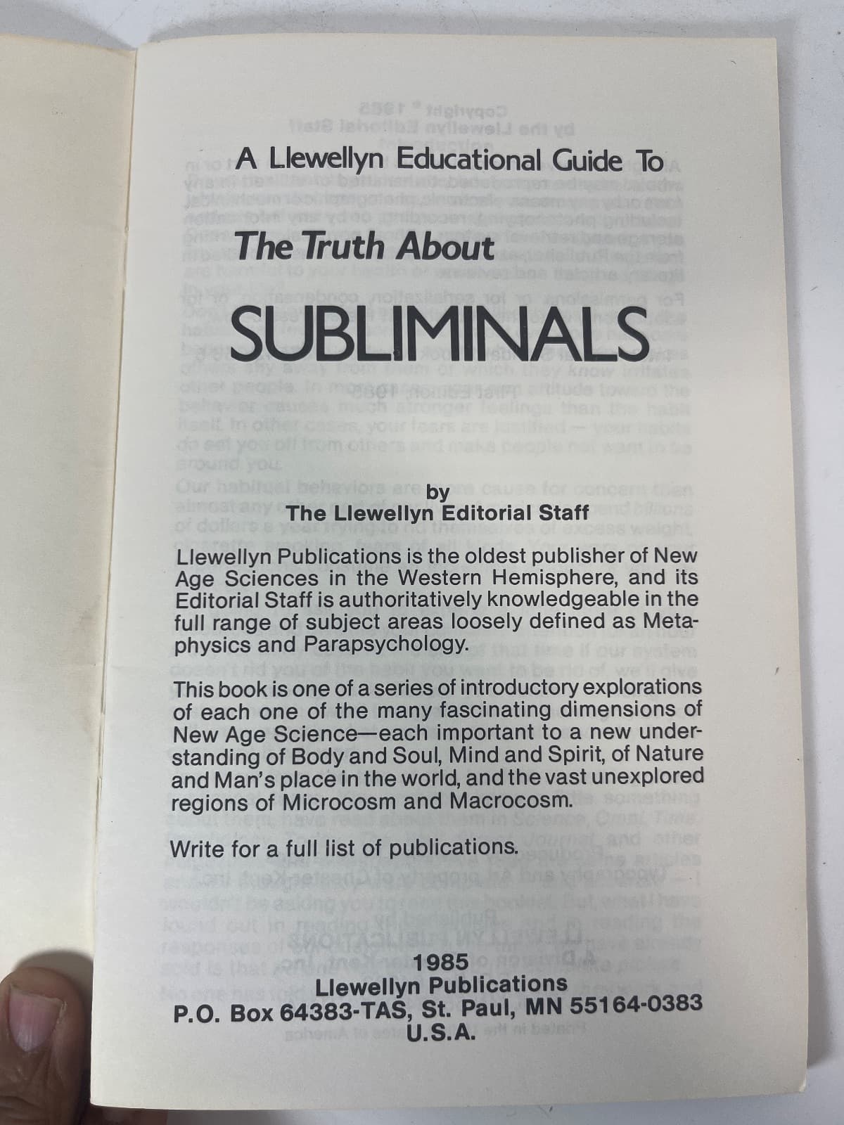 The Truth About Subliminals by The Llewellyn Editorial Staff - title page
