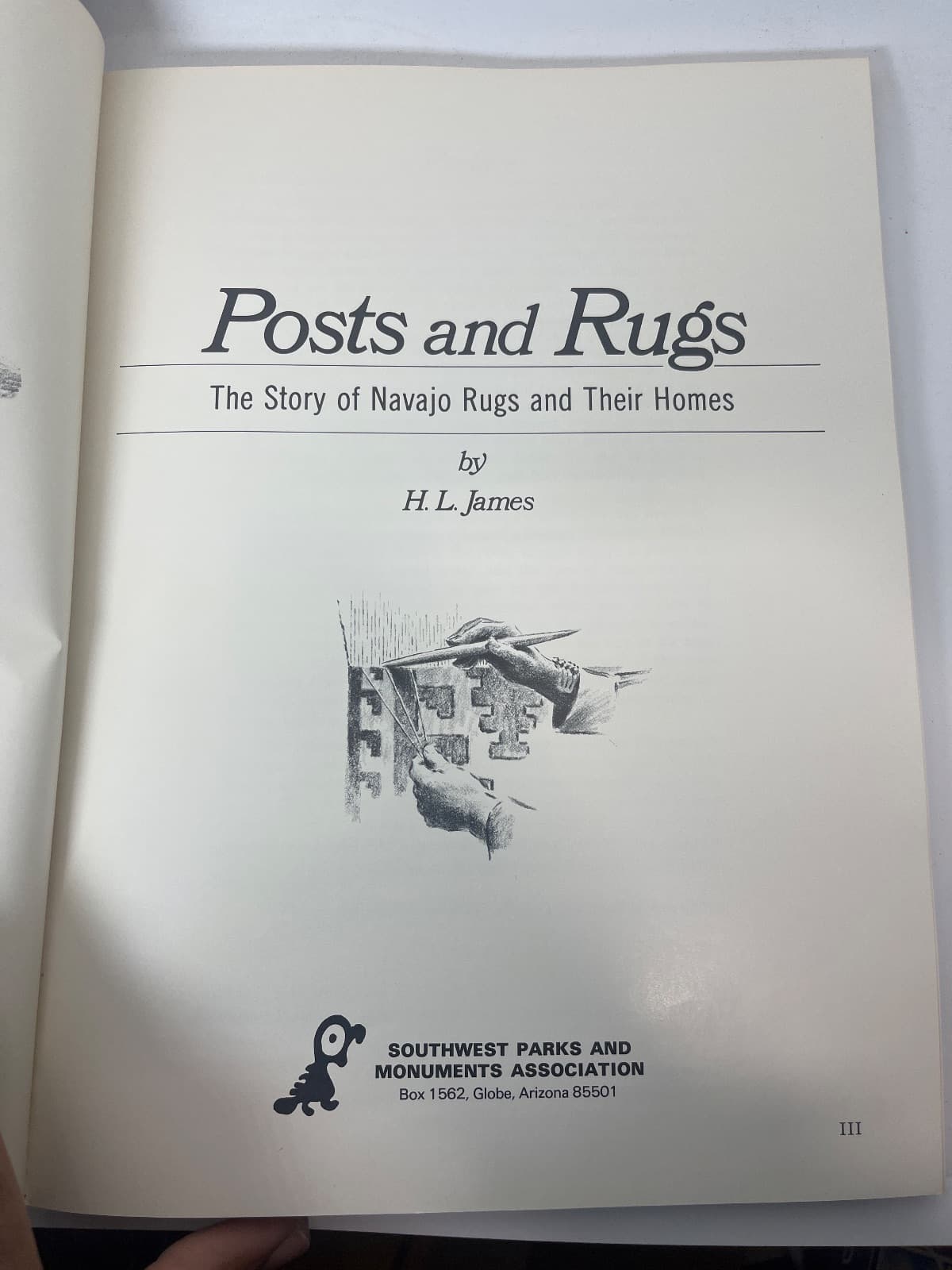 Posts and Rugs: The Story of Navajo Rugs and Their Homes by H. L. James - title page