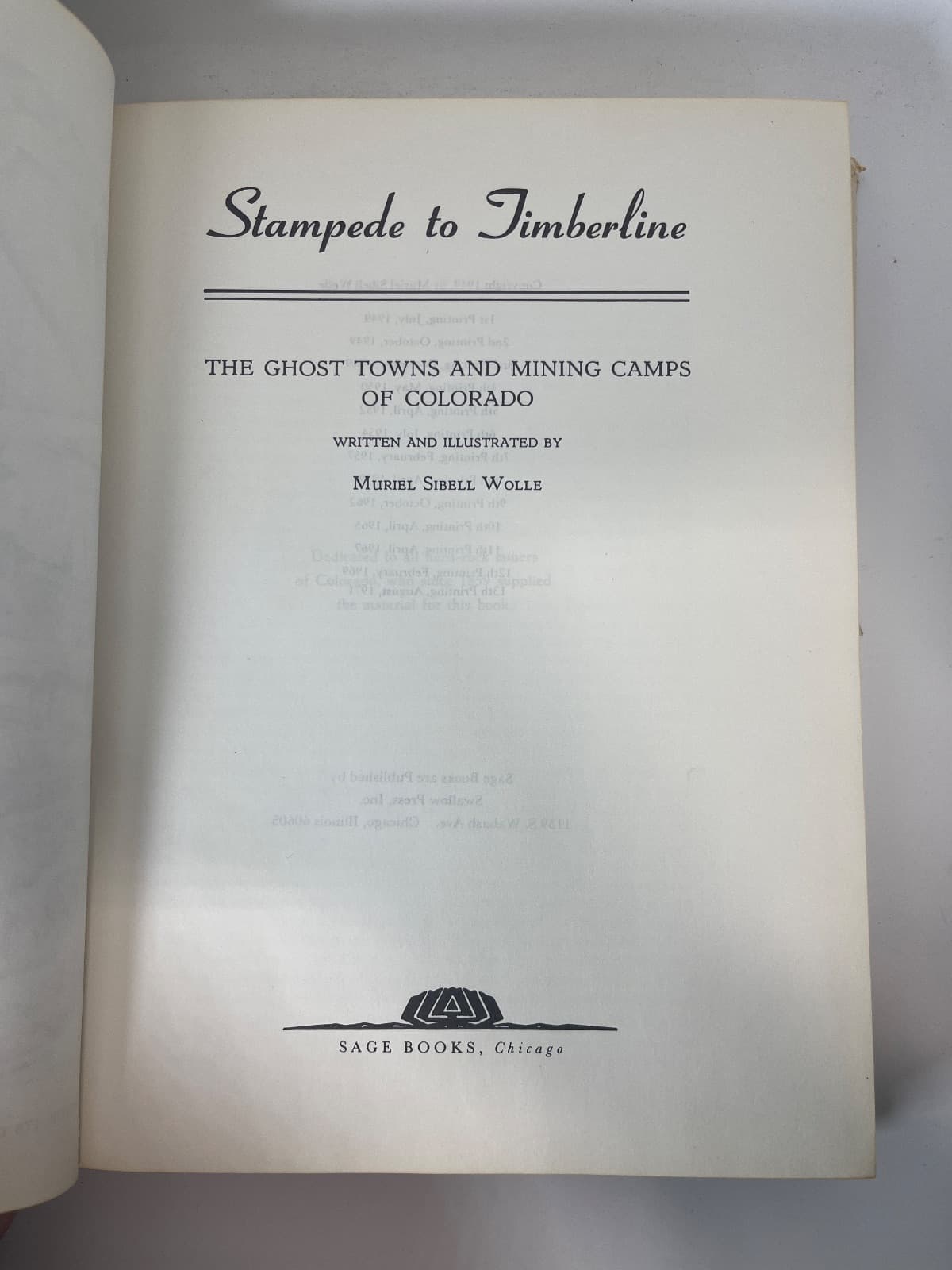 Stampede to Timberline - Ghost Towns and Mining Camps  by Muriel Sibell Wolle - title page