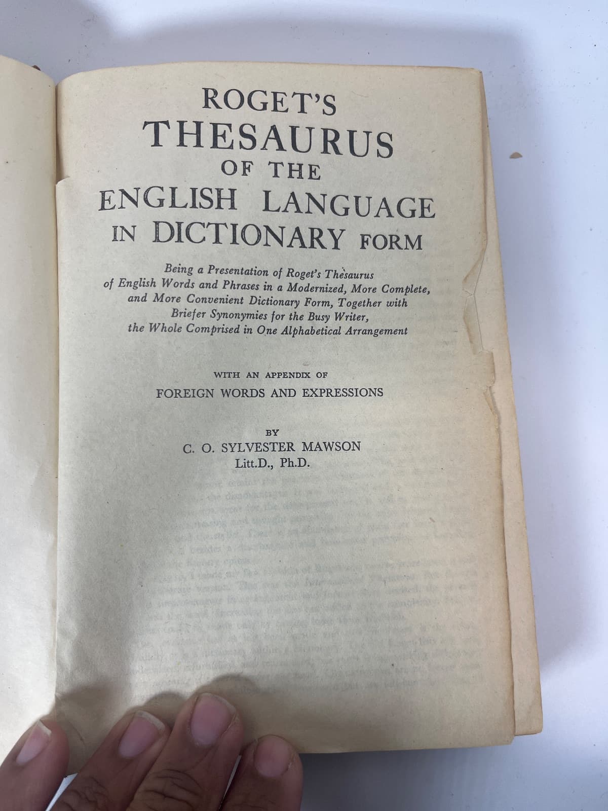 Roget's Thesaurus of the English Language in Dictionary Form by C. O. Sylvester Mawson - title page