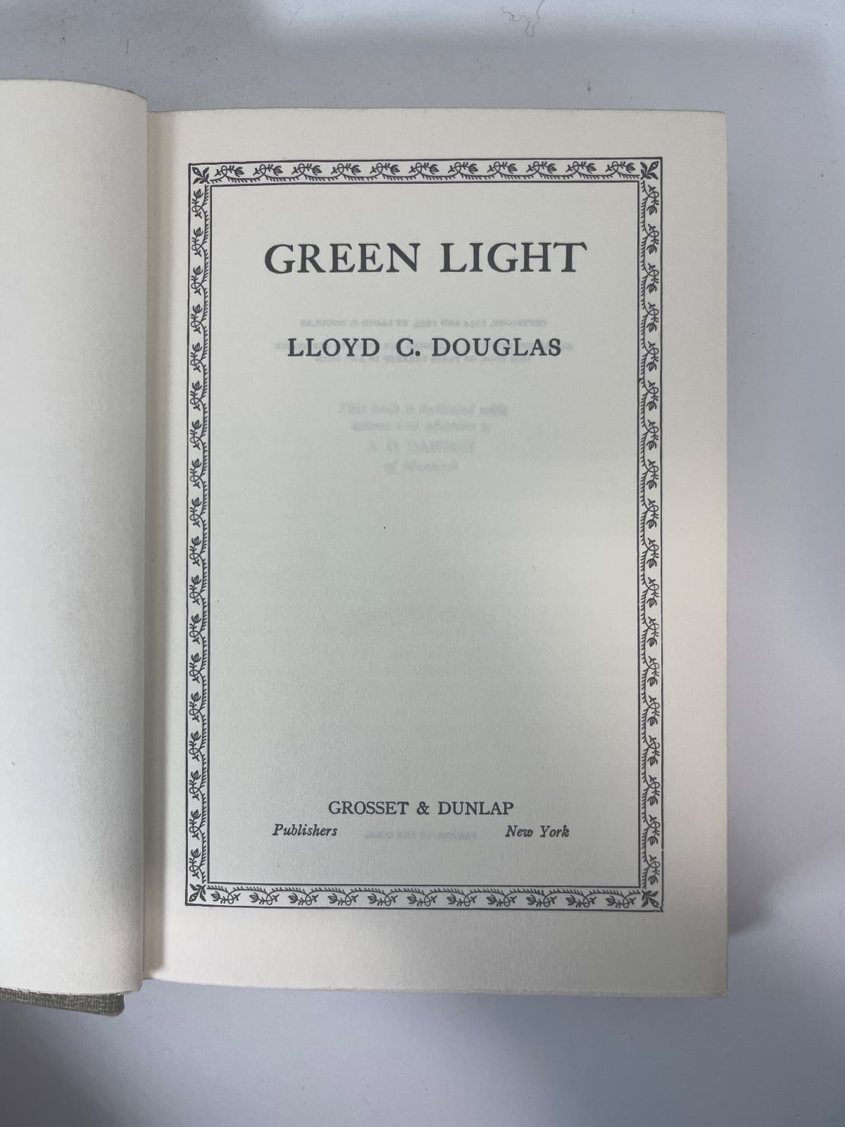 Green Light by Lloyd C. Douglas - title page