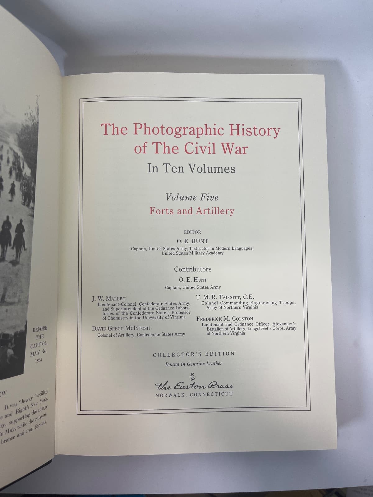 The Photographic History of The Civil War: Volume Five, Forts and Artillery by O. E. Hunt - title page