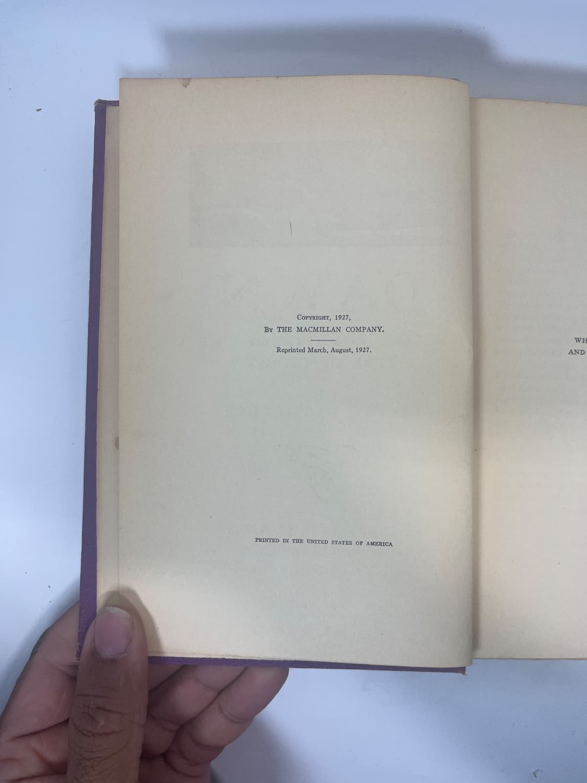 Dawn: A Lost Romance of the Time of Christ by Irving Bacheller - copyright page showing 1927 details