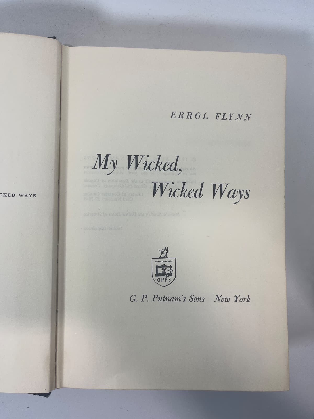 My Wicked, Wicked Ways by Errol Flynn - title page