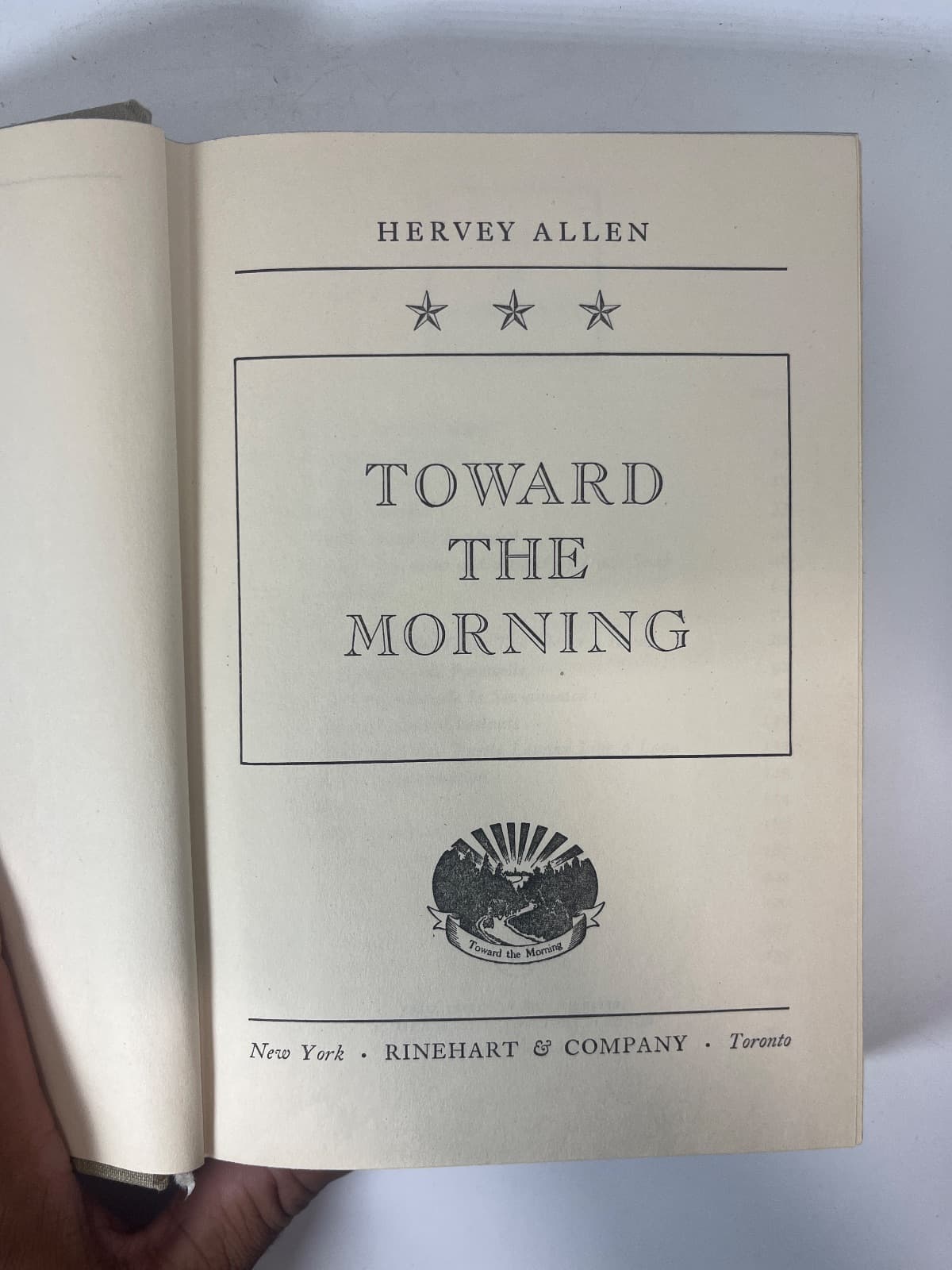 Toward the Morning by Hervey Allen - title page
