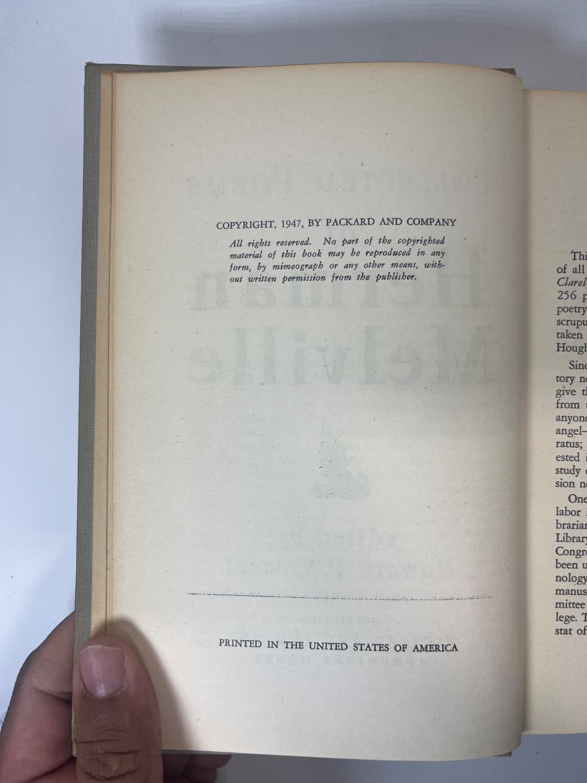 Collected Poems of Herman Melville by Herman Melville - copyright page showing 1947 details