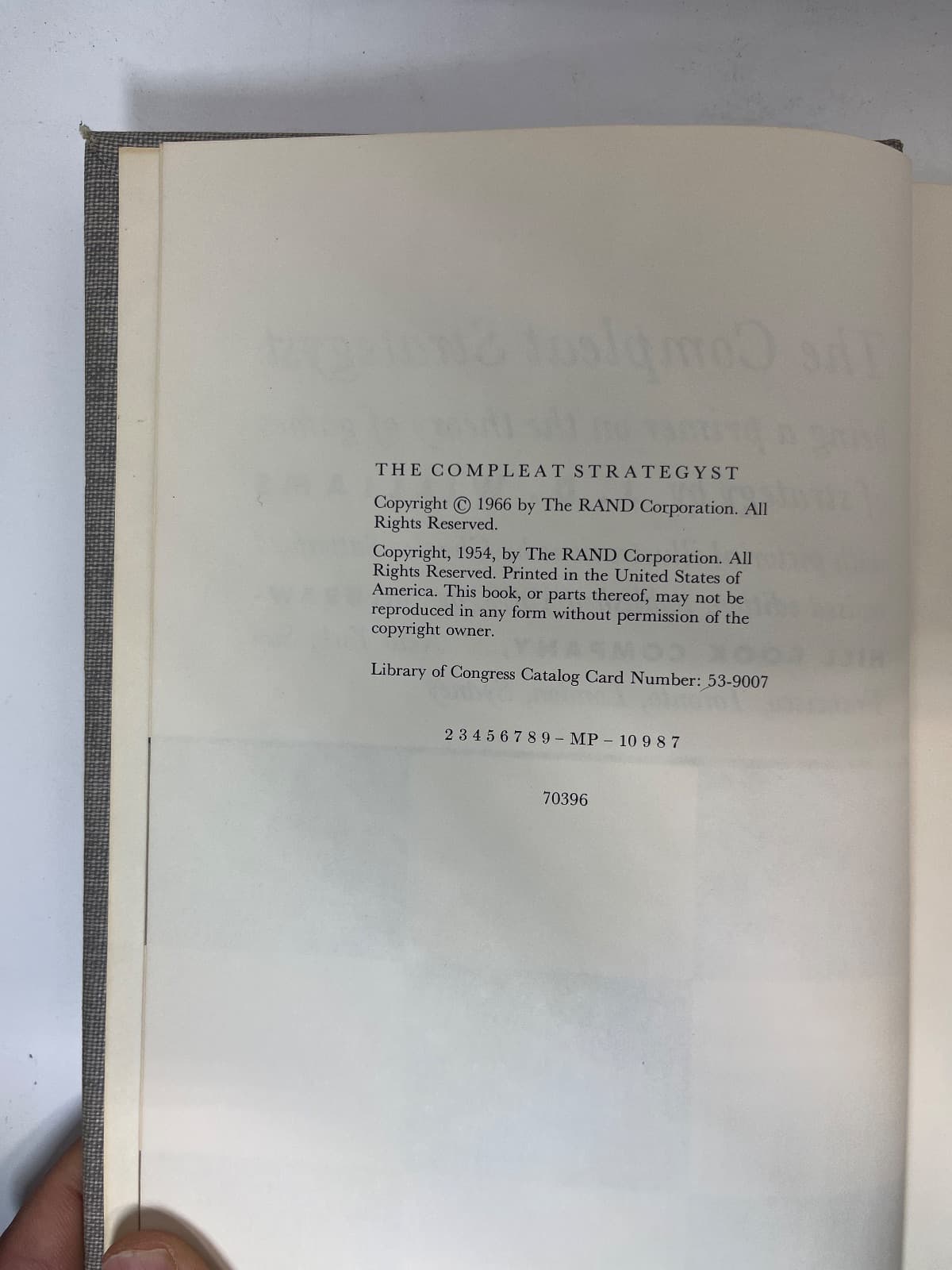 The Compleat Strategyst by J. D. Williams - copyright page showing 1966 details