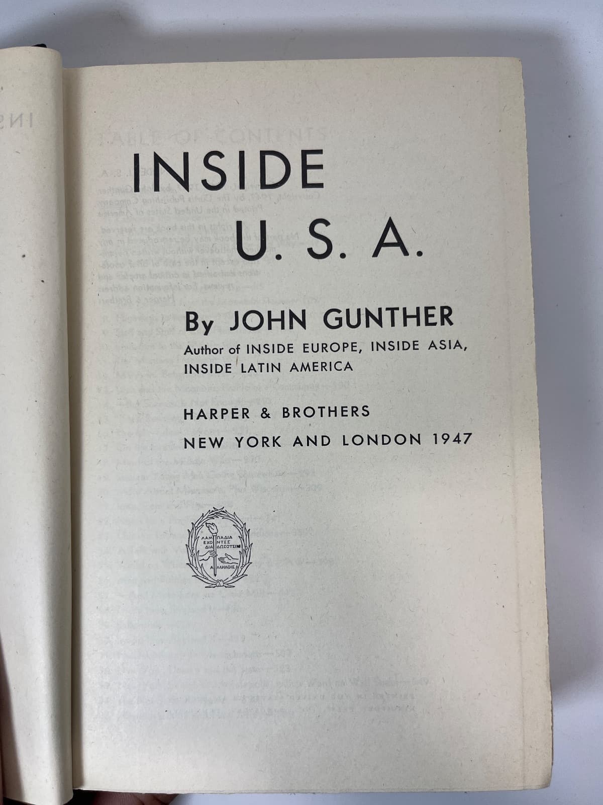 Inside U.S.A. by John Gunther - title page