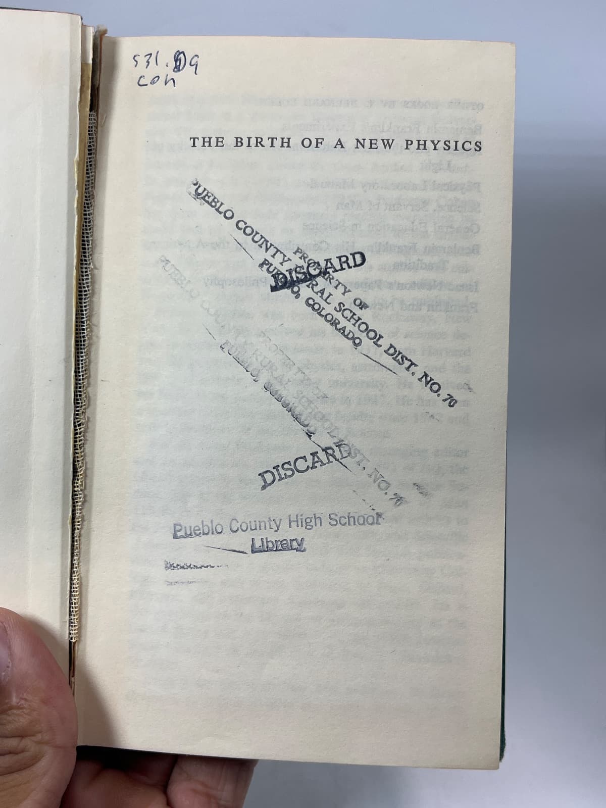 The Birth of a New Physics by I. Bernard Cohen - title page