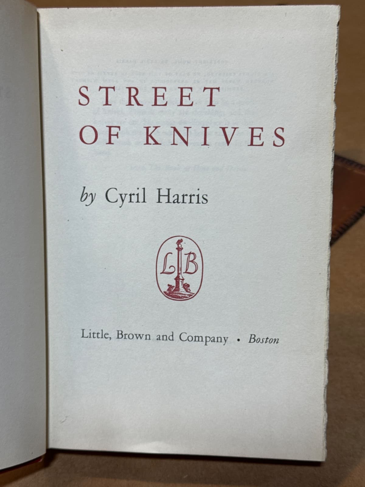 Street of Knives by Cyril Harris - title page