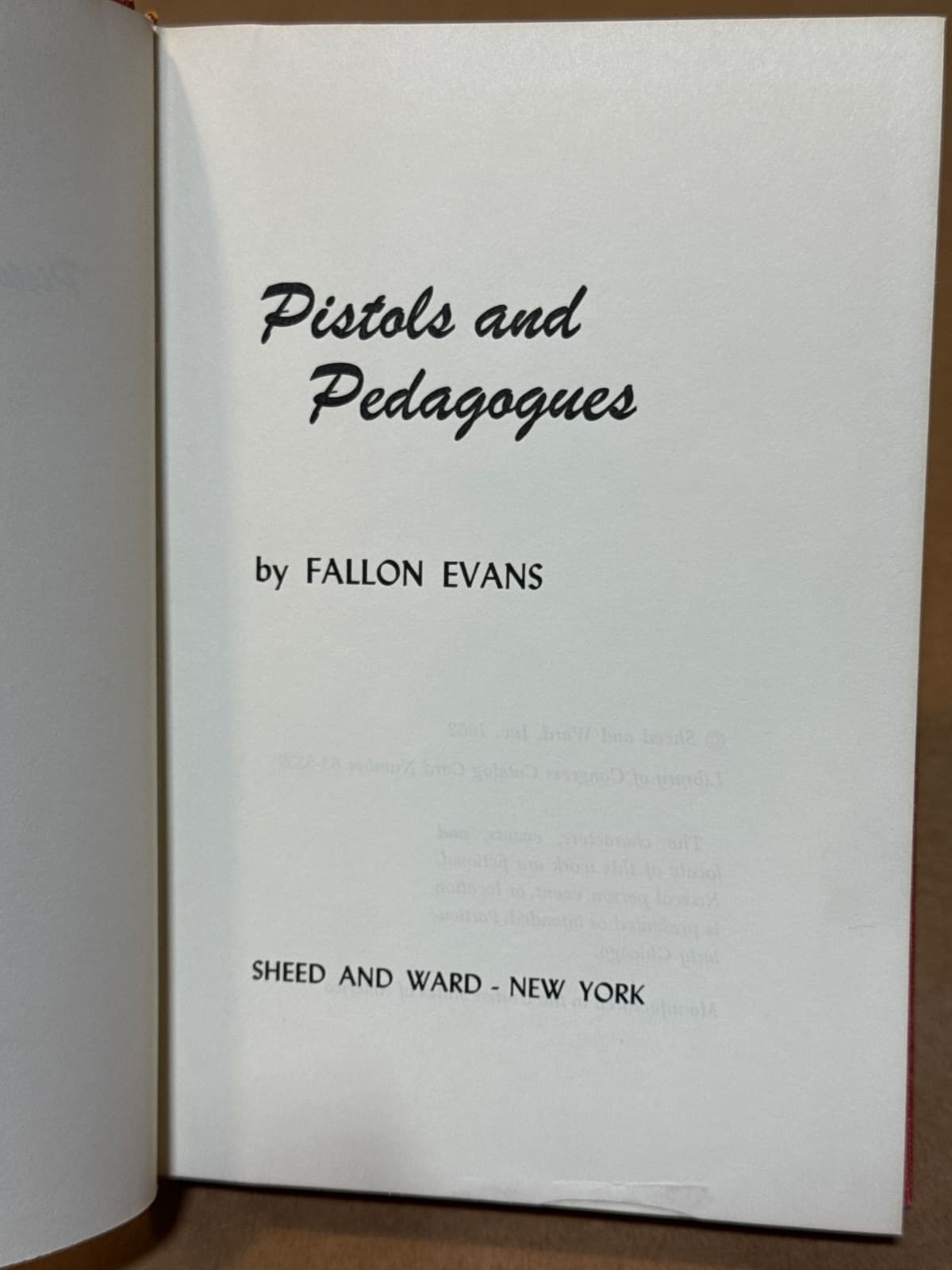 Pistols and Pedagogues by Fallon Evans - title page