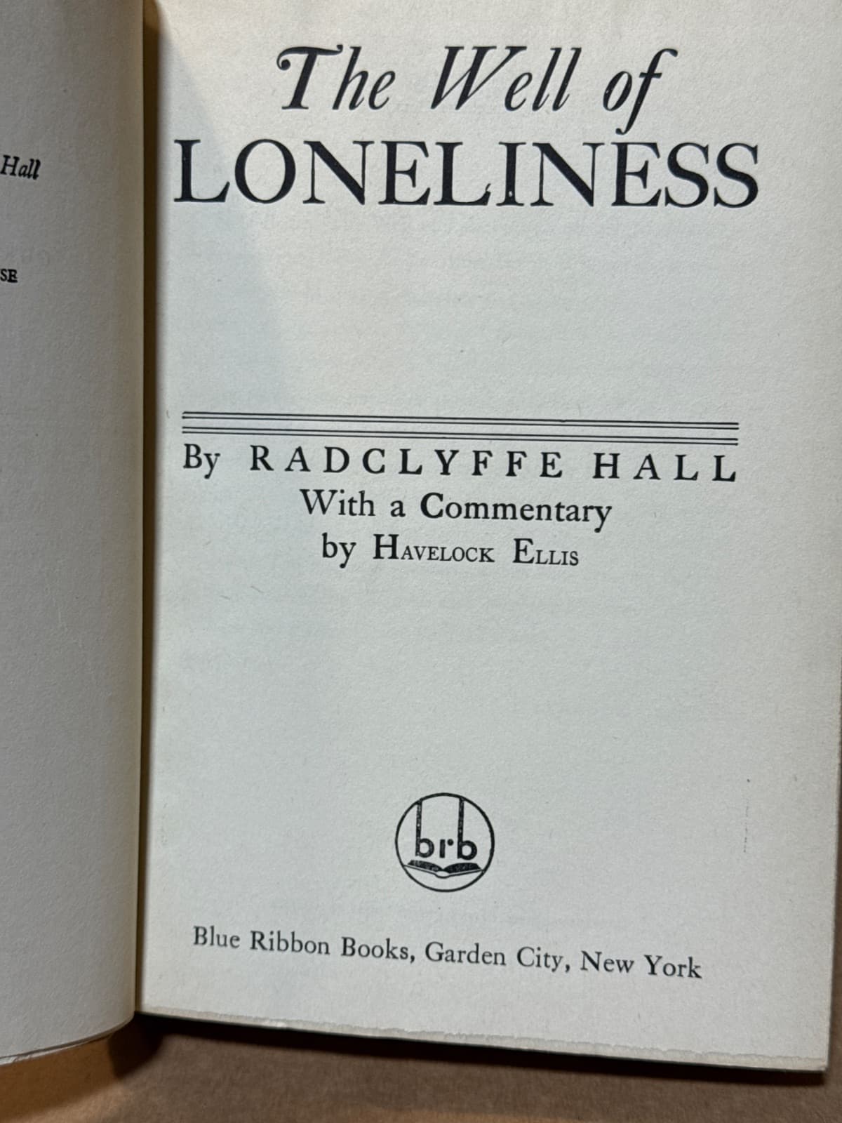 The Well of Loneliness by Radclyffe Hall - title page