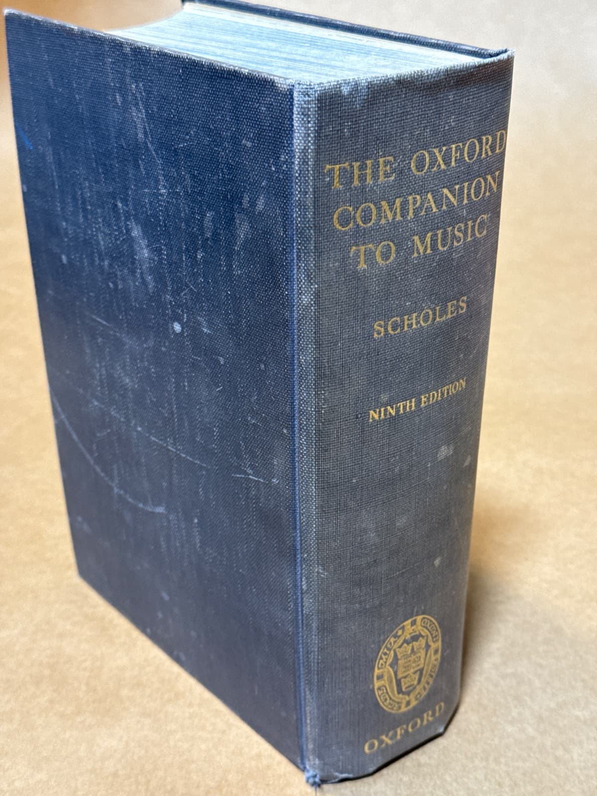 The Oxford Companion to Music by Percy A. Scholes - quarter view showing binding condition