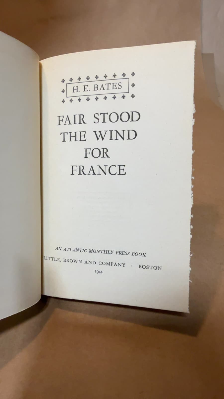 Fair Stood the Wind for France by H. E. Bates - title page