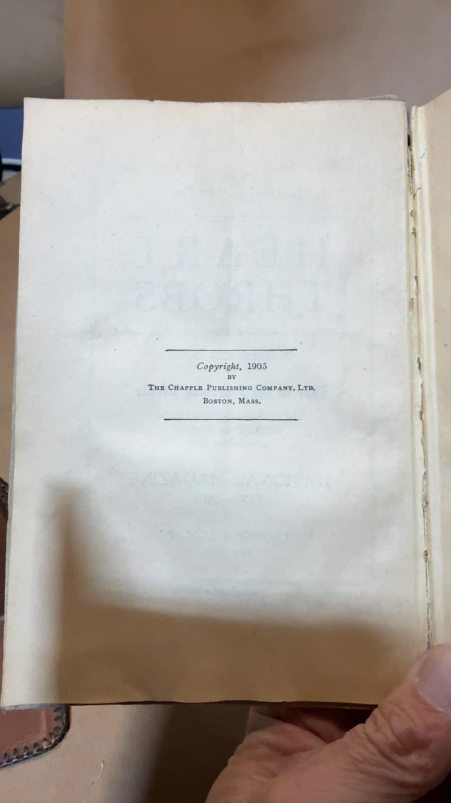Heart Throbs - copyright page showing 1905 details