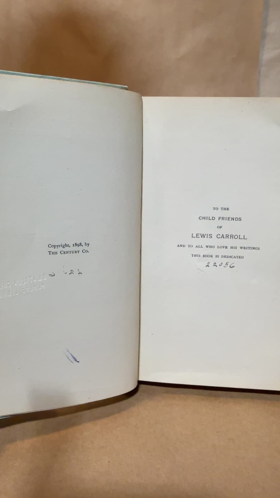 The Life and Letters of Lewis Carroll by Stuart Dodgson Collingwood - copyright page showing 1898 details
