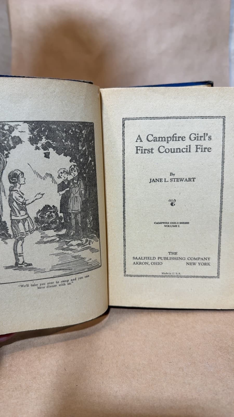 A Campfire Girl's First Council Fire by Jane L. Stewart - title page