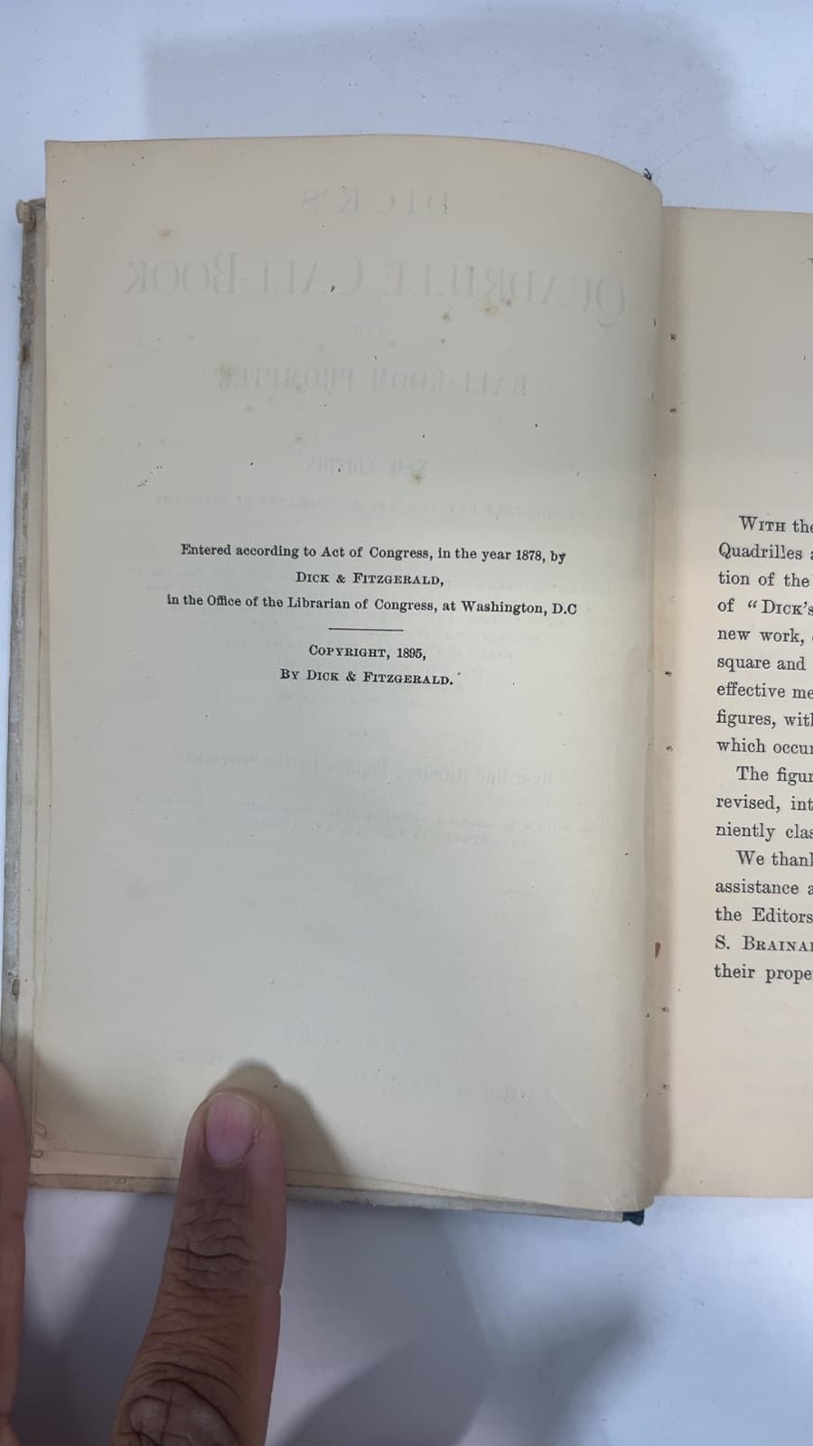 Dick's Quadrille Call-Book and Ball-Room Prompter - copyright page showing 1895 details