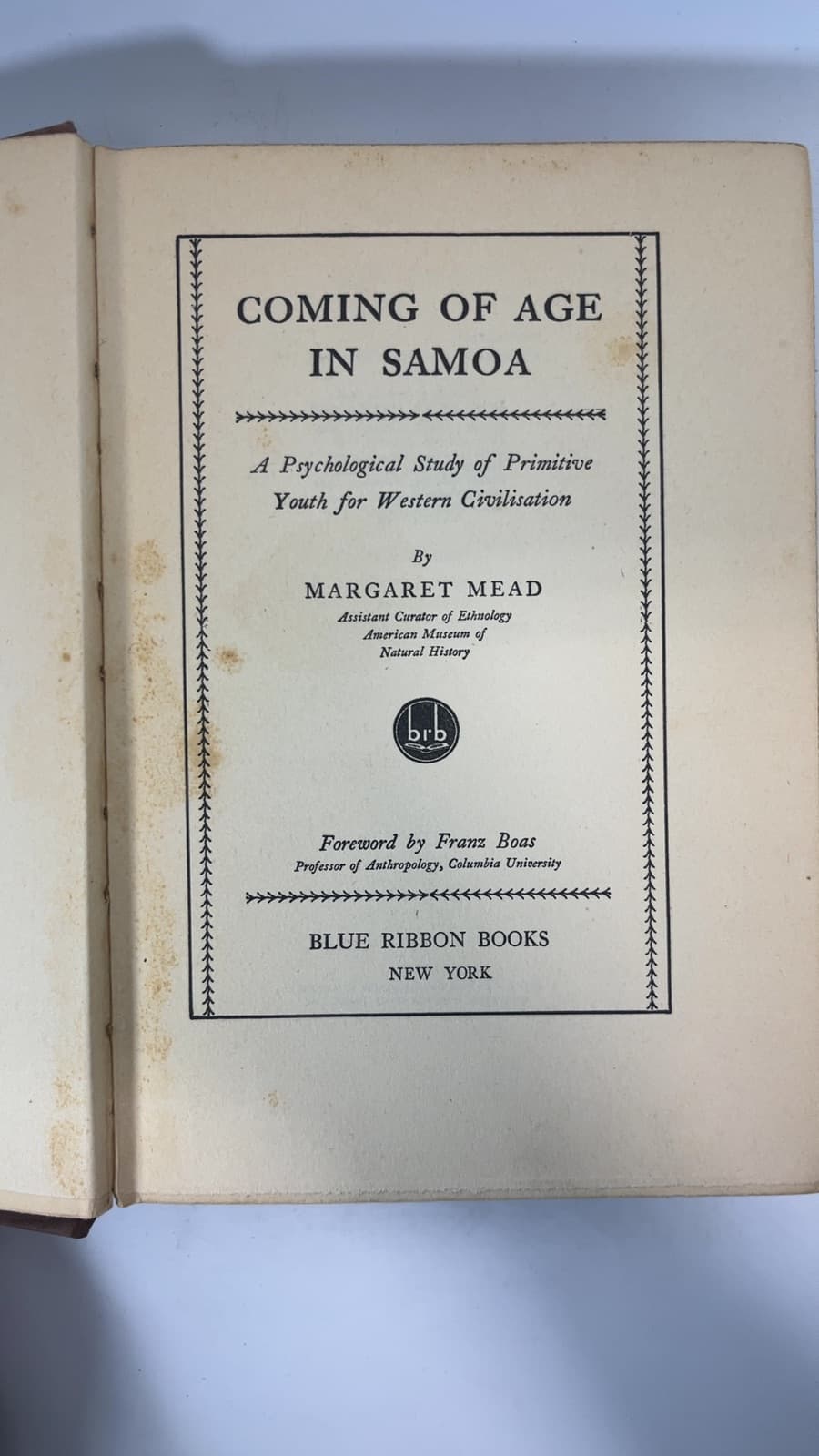 Coming of Age in Samoa by Margaret Mead - title page