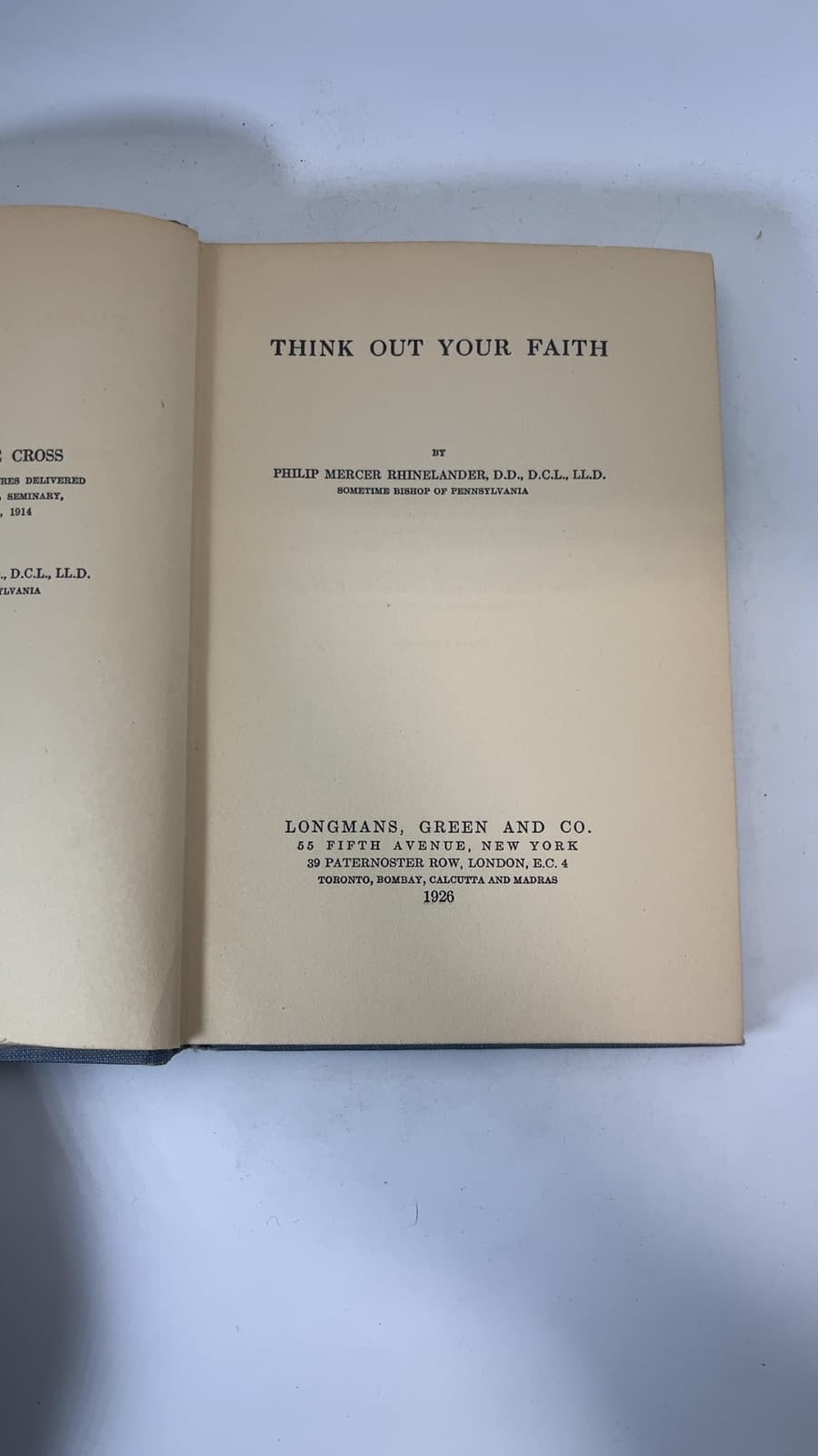 Think Out Your Faith by Philip Mercer Rhinelander - title page