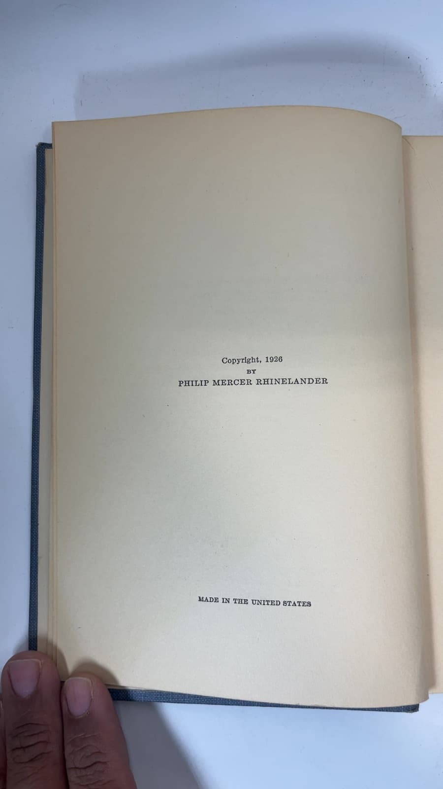 Think Out Your Faith by Philip Mercer Rhinelander - copyright page showing 1926 details