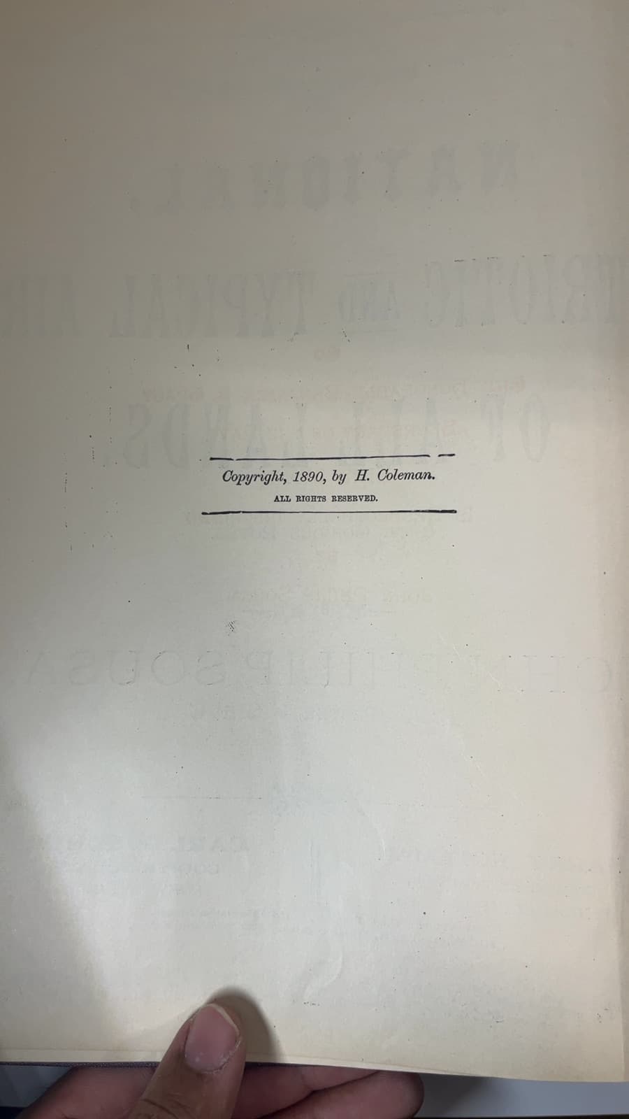 National, Patriotic and Typical Airs of All Lands by John Philip Sousa - copyright page showing 1890 details