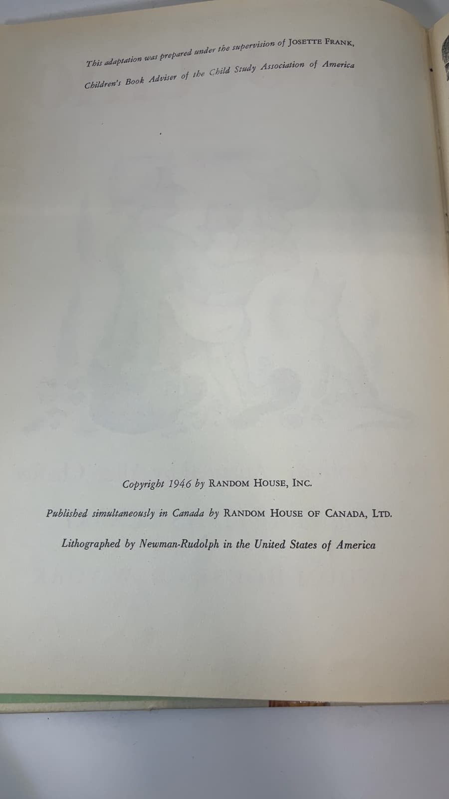 Pinocchio by C. Collodi - copyright page showing 1946 details