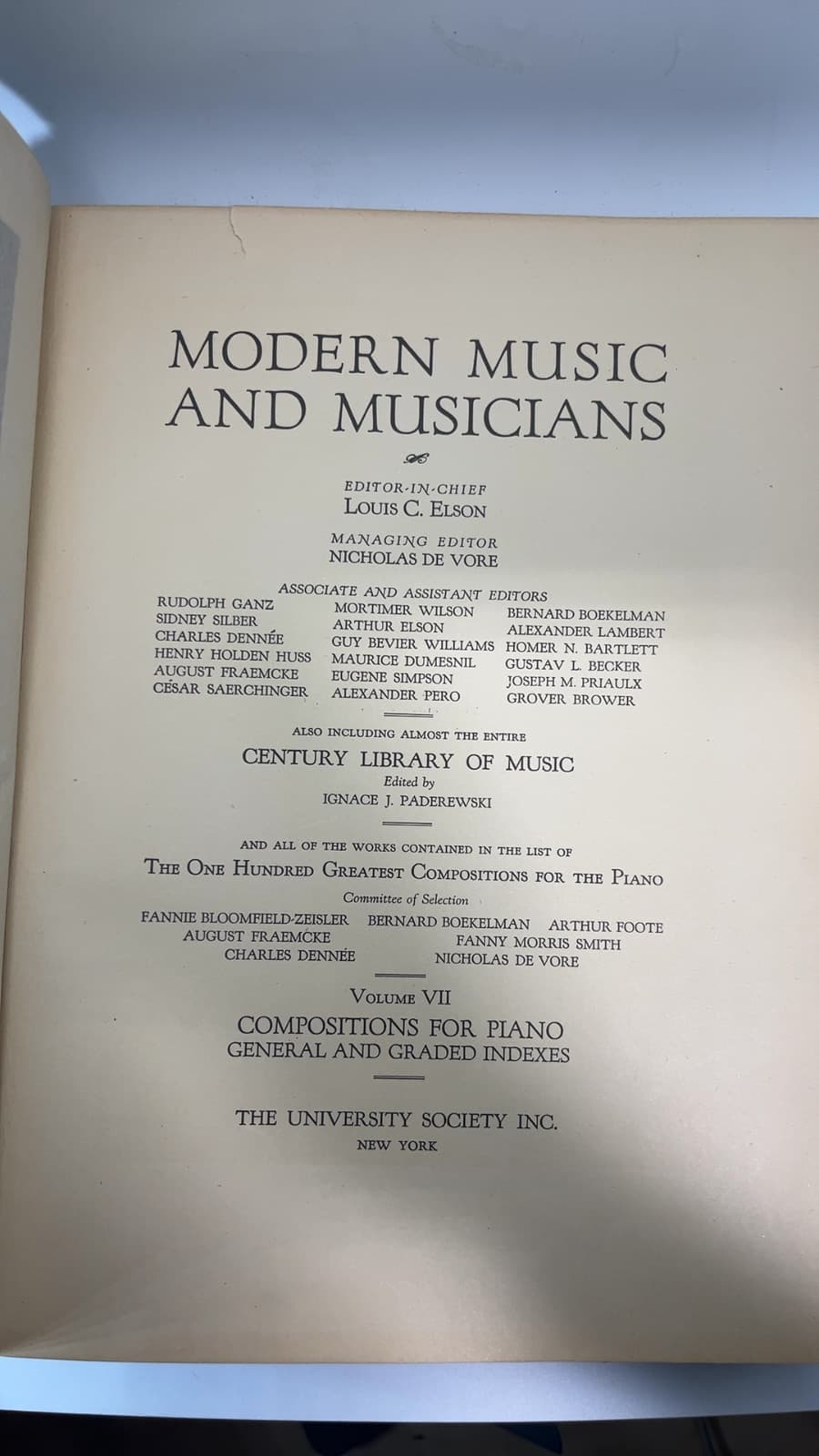Modern Music and Musicians Vol 7 by Louis C. Elson (Editor-in-Chief) - title page