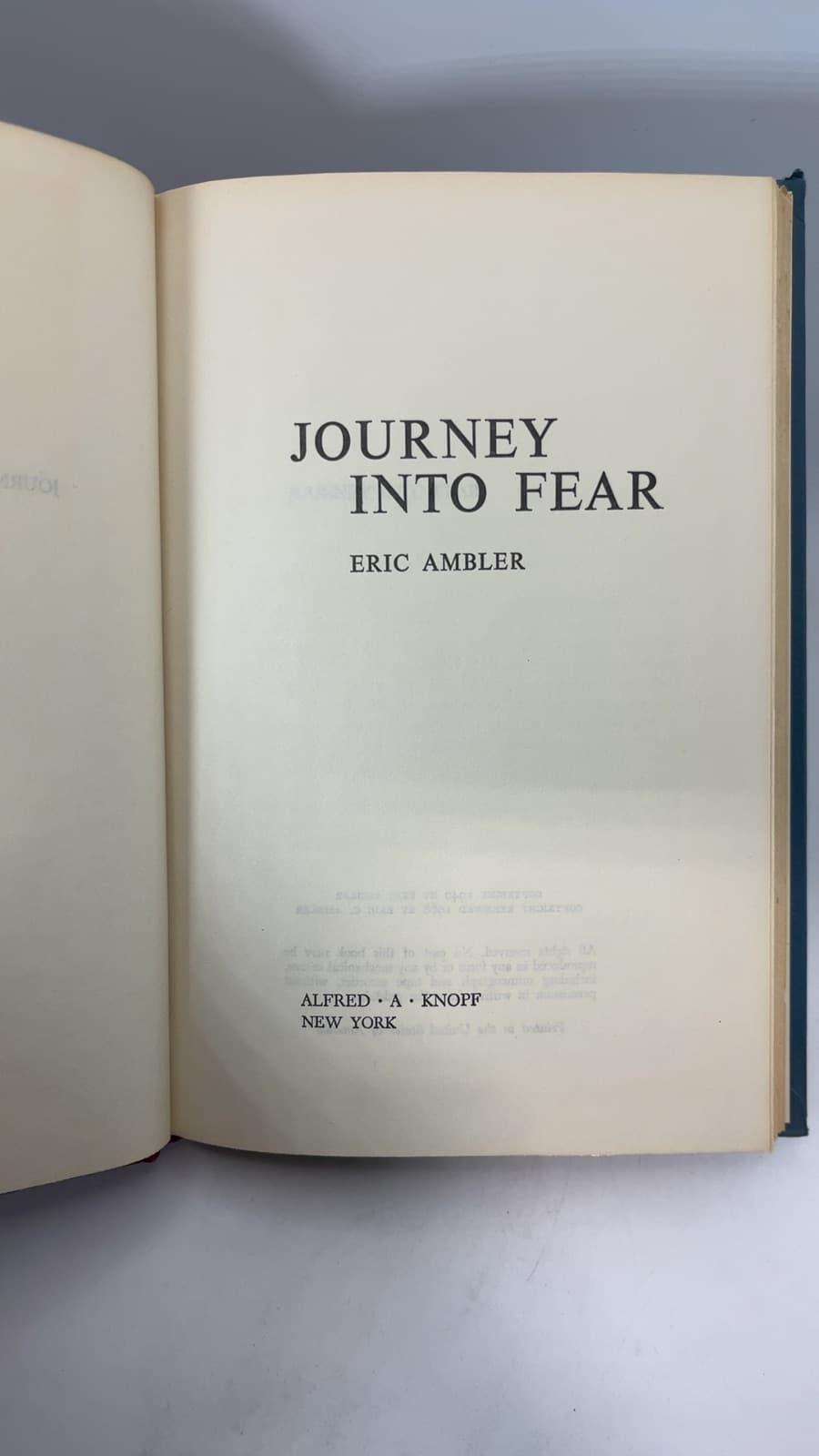 Journey Into Fear by Eric Ambler - title page