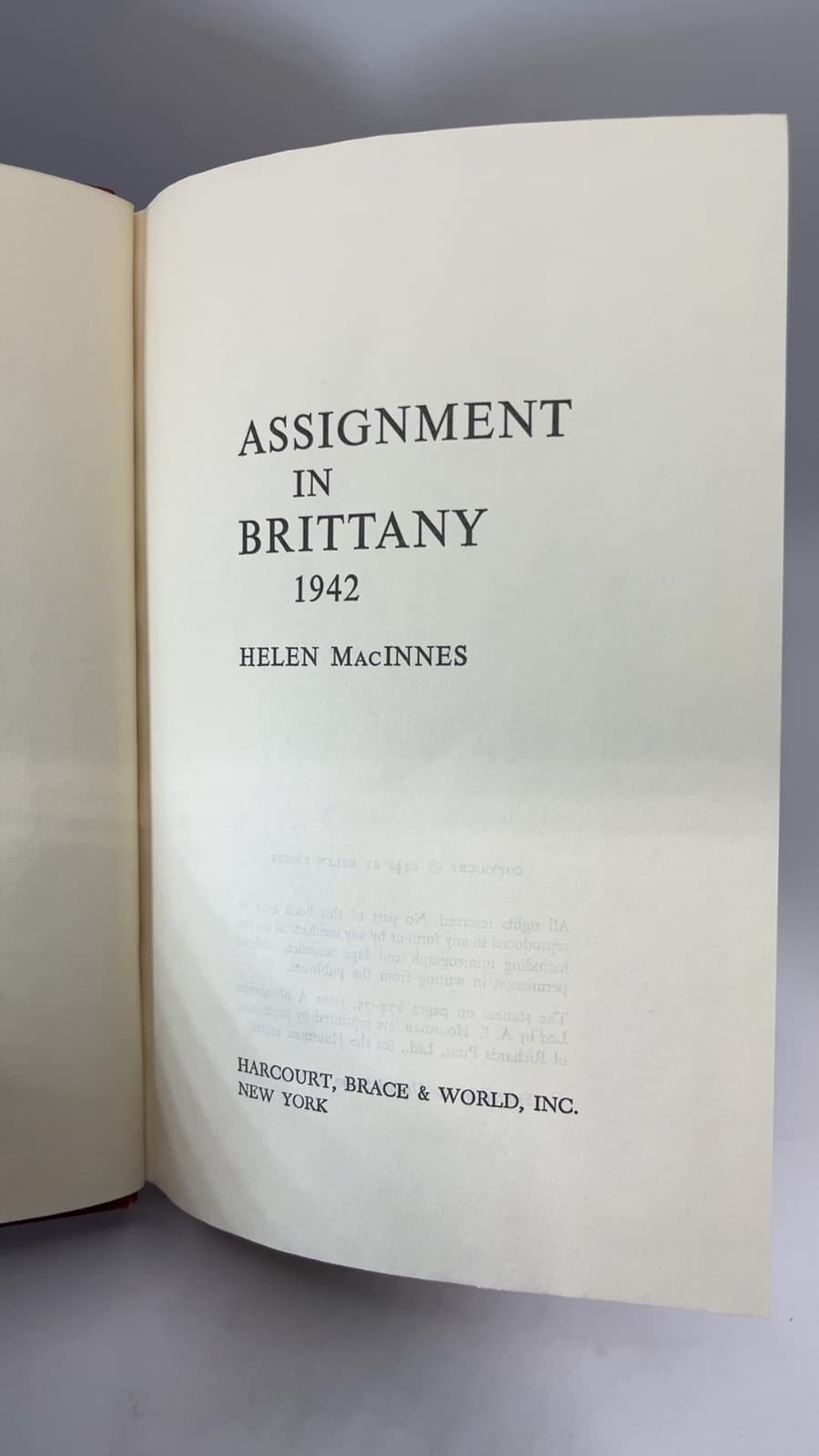 Assignment in Brittany by Helen MacInnes - title page