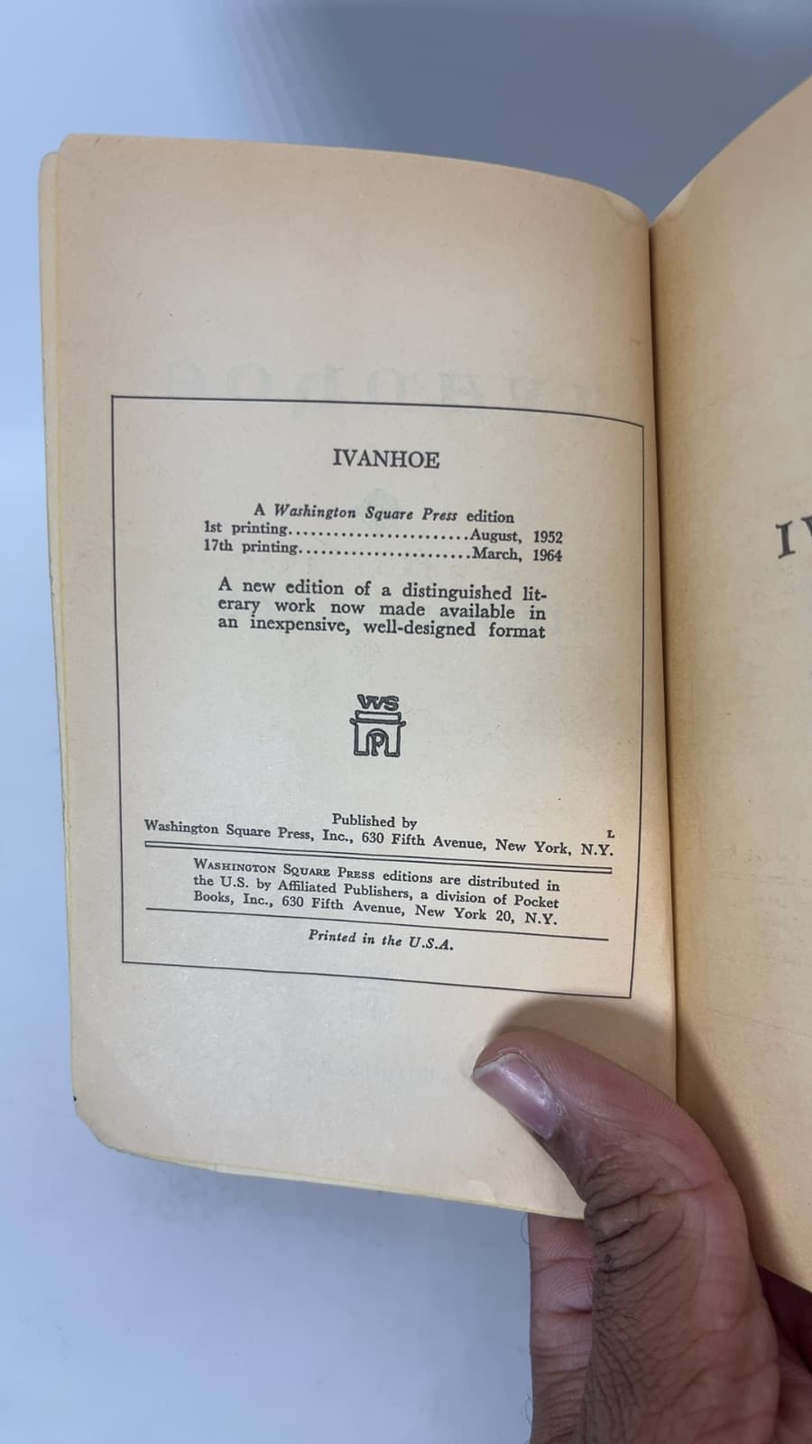 Ivanhoe by Sir Walter Scott - copyright page showing 1964 details