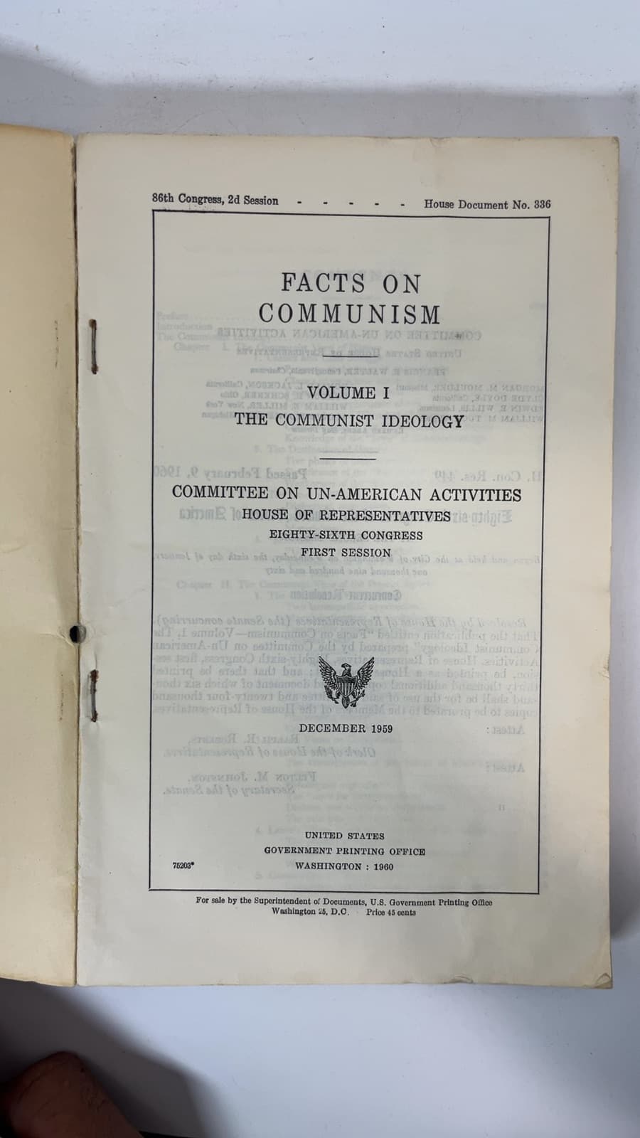 Facts on Communism: Volume I, The Communist Ideology by Committee on Un-American Activities, House of Representatives - title page