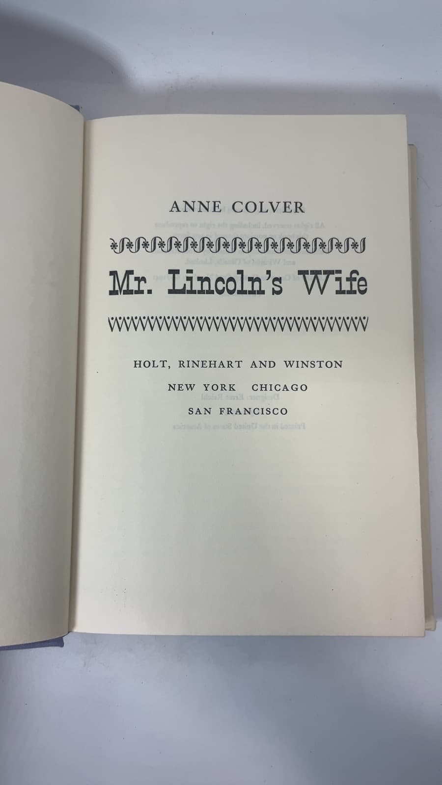 Mr. Lincoln's Wife by Anne Colver - title page