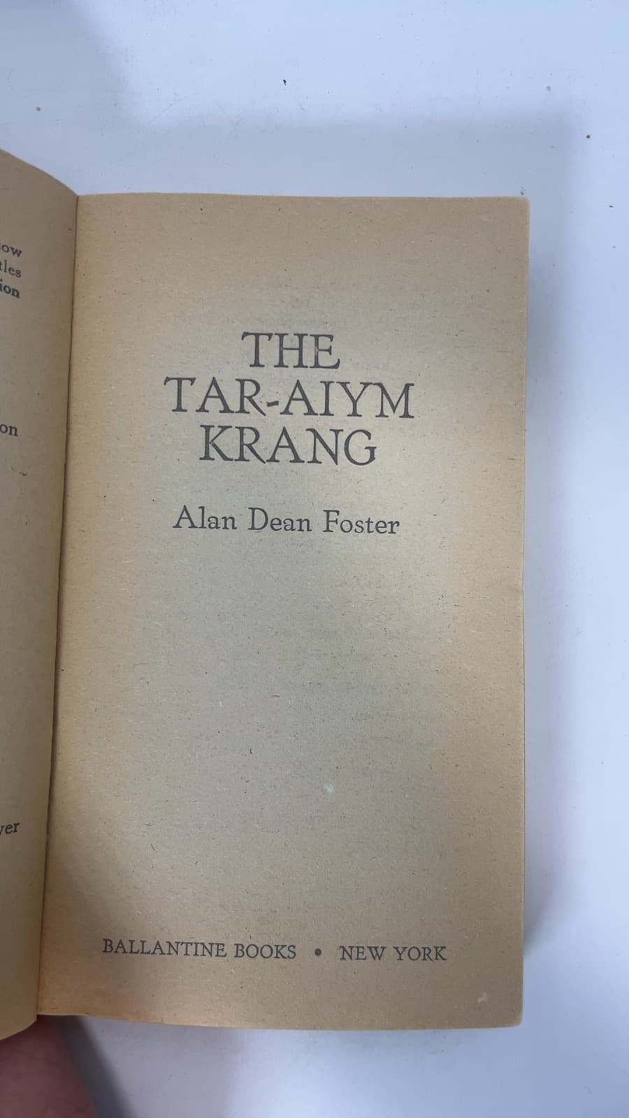 The Tar-Aiym Krang by Alan Dean Foster - title page