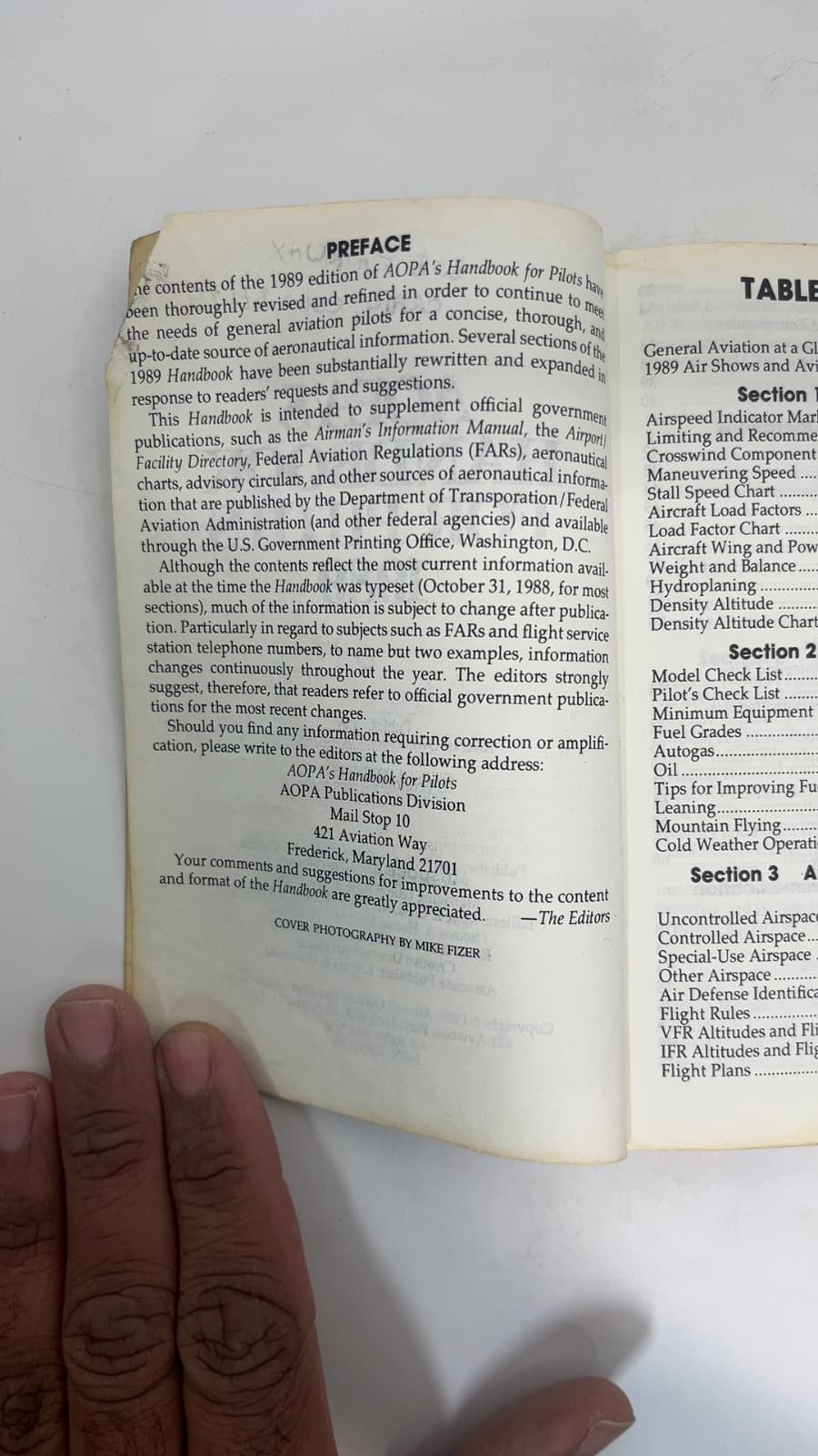 AOPA's Handbook for Pilots 1989 - copyright page showing 1989 details