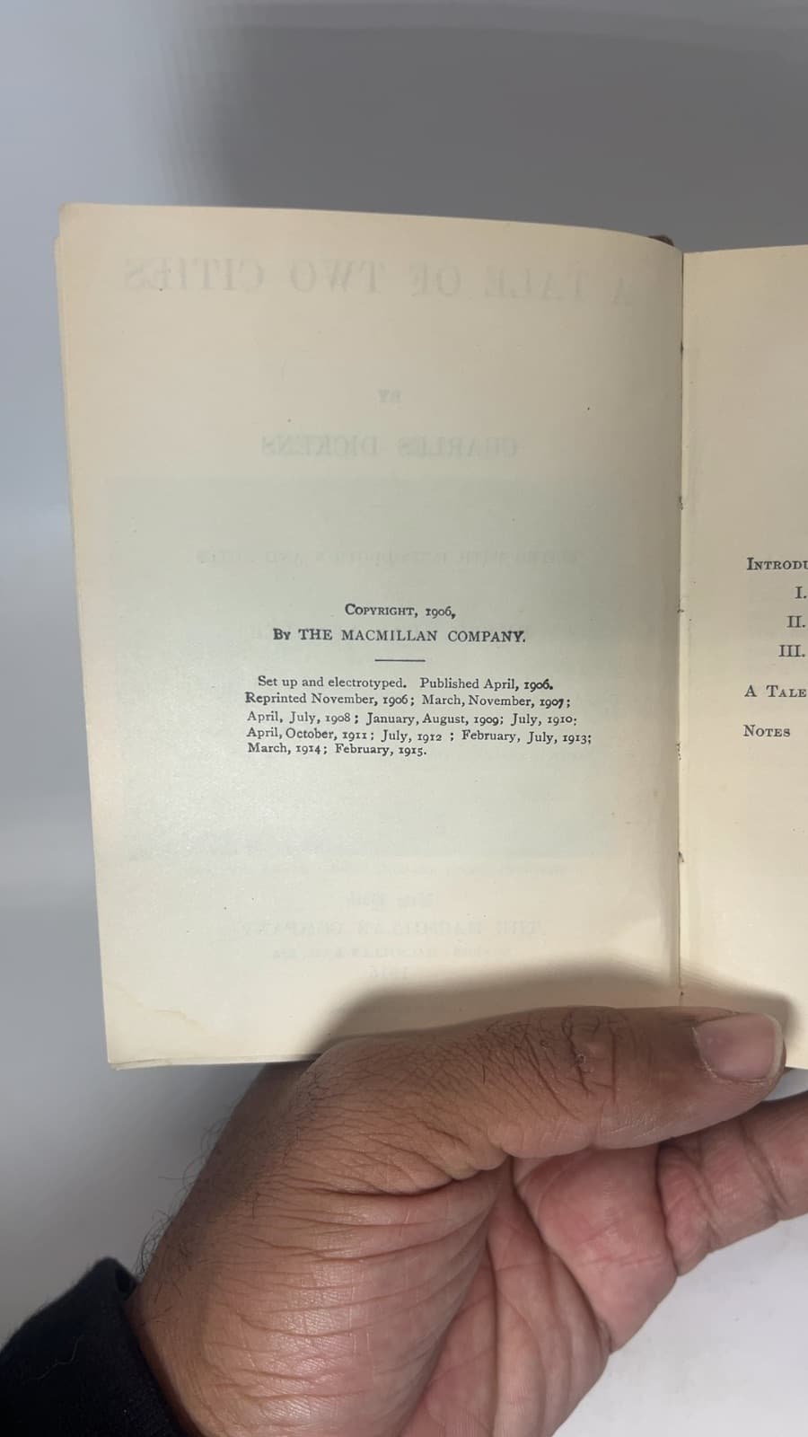 A Tale of Two Cities by Charles Dickens - copyright page showing 1915 details