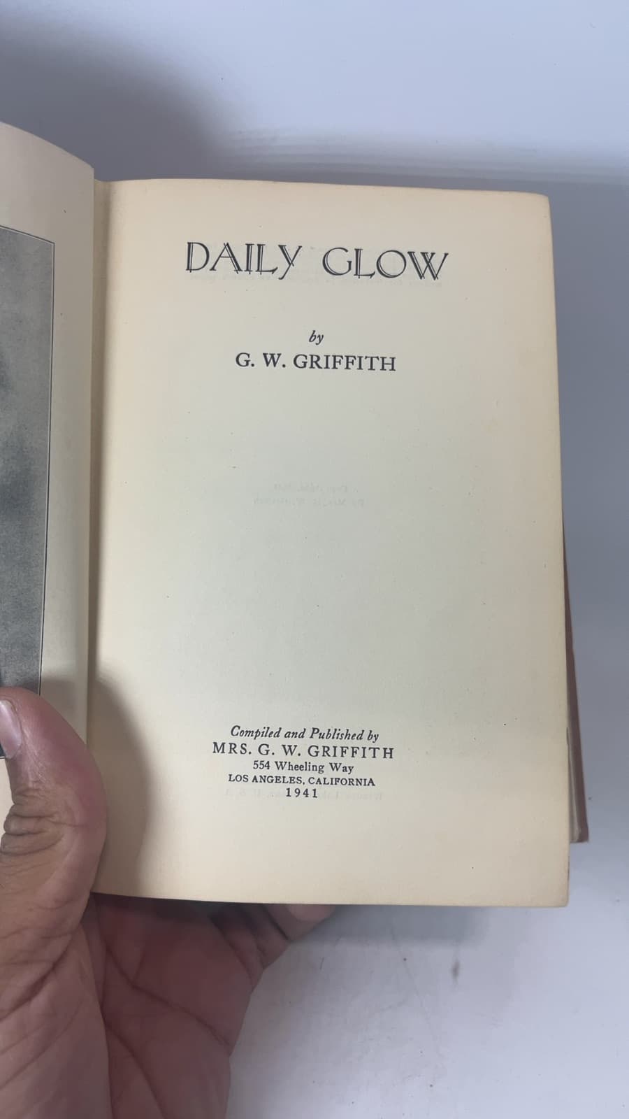Daily Glow by G. W. Griffith - copyright page showing 1941 details