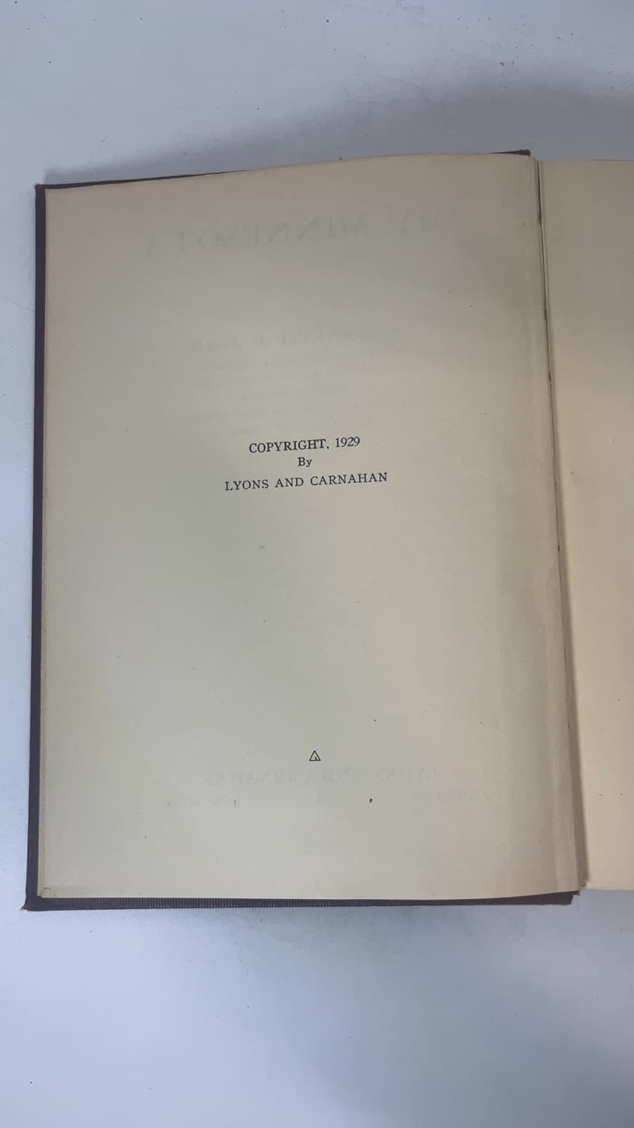 My Minnesota by Antoinette E. Ford - copyright page showing 1929 details