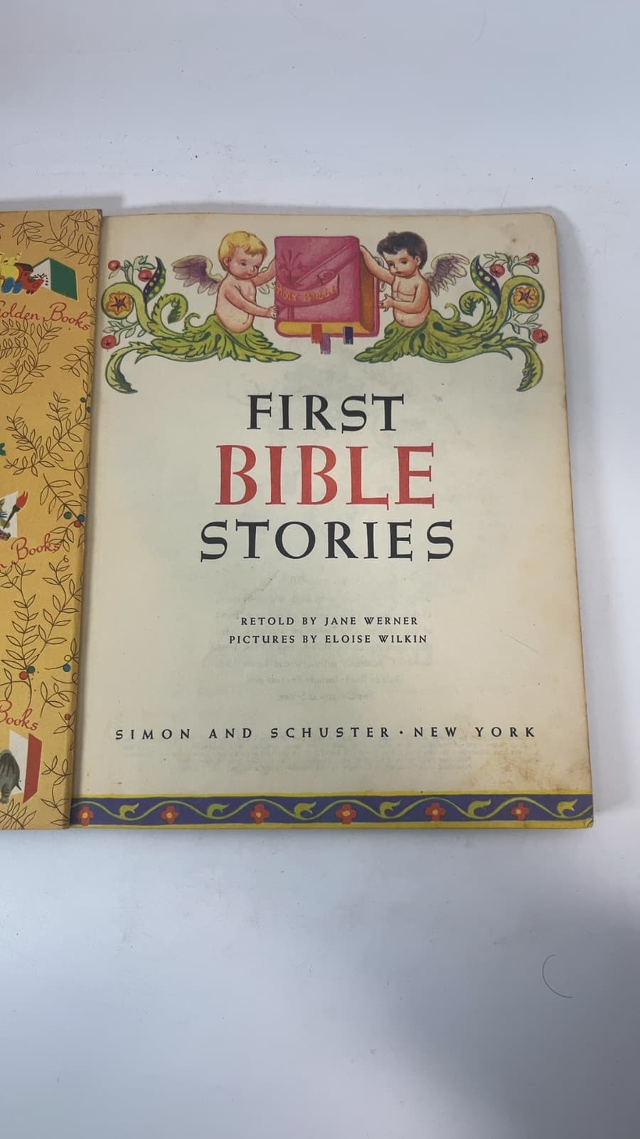 First Bible Stories - First Edition "A" - A Little Golden Book  by Jane Werner - title page