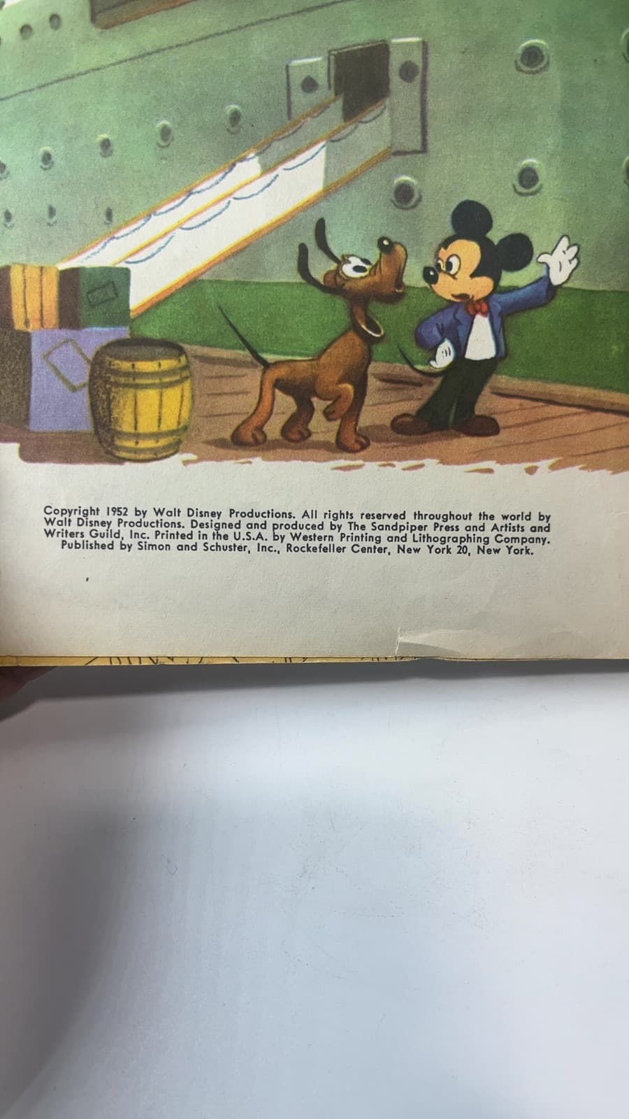 Walt Disney's Pluto Pup Goes to Sea by Annie North Bedford - copyright page showing 1952 details