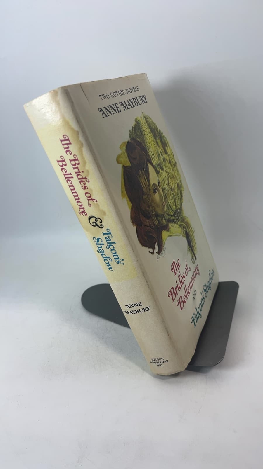 The Brides of Bellenmore and Falcon's Shadow by Anne Maybury - quarter view showing binding condition