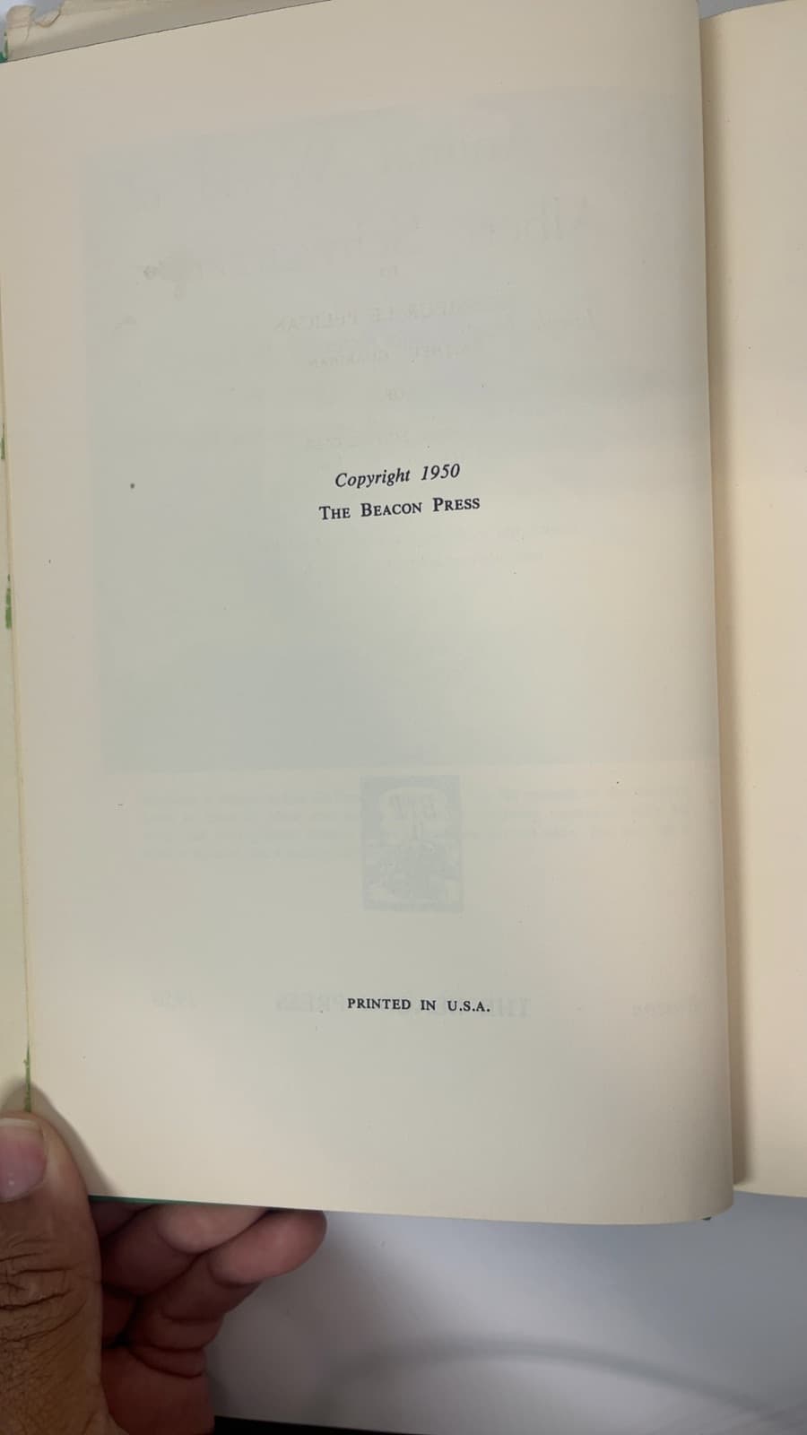 The Animal World of Albert Schweitzer by Albert Schweitzer - copyright page showing 1950 details
