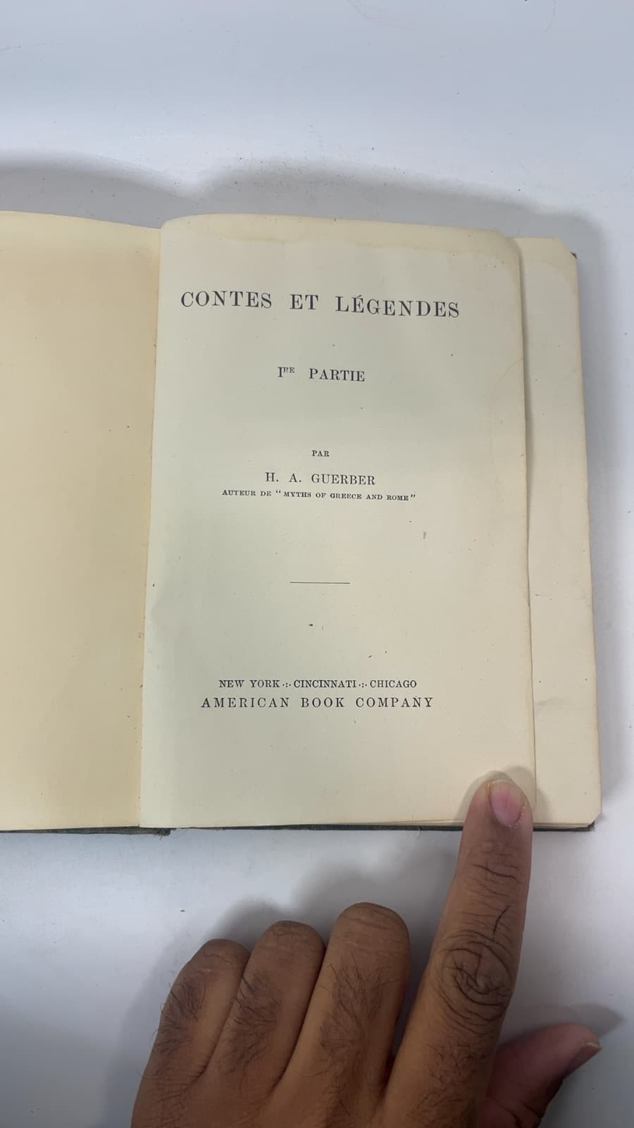 Contes et Légendes 1re Partie by H. A. Guerber - title page