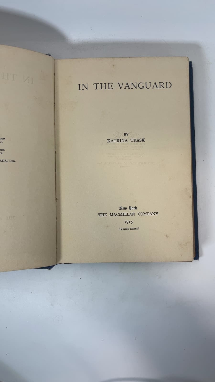 In the Vanguard by Katrina Trask - title page