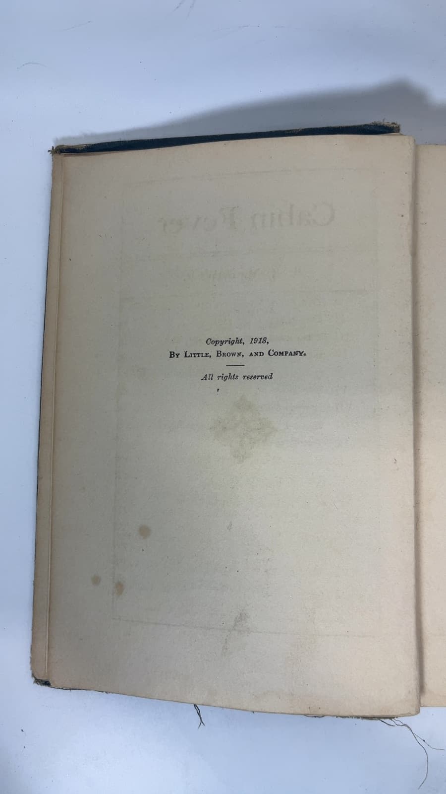 Cabin Fever by B. M. Bower - copyright page showing 1918 details