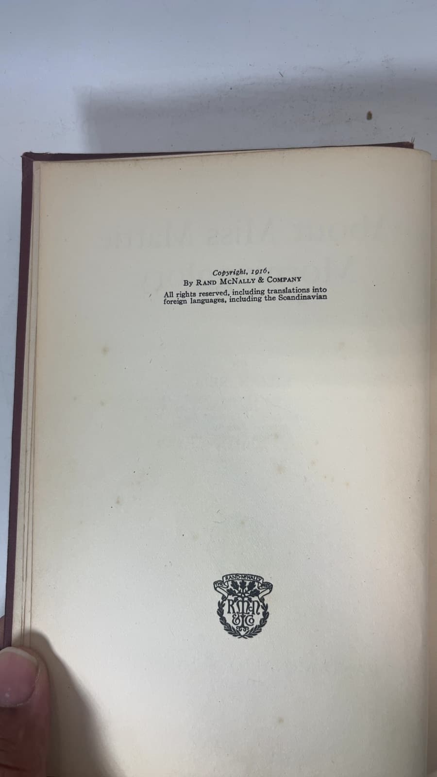 About Miss Mattie Morningglory by Lilian Bell - copyright page showing 1916 details