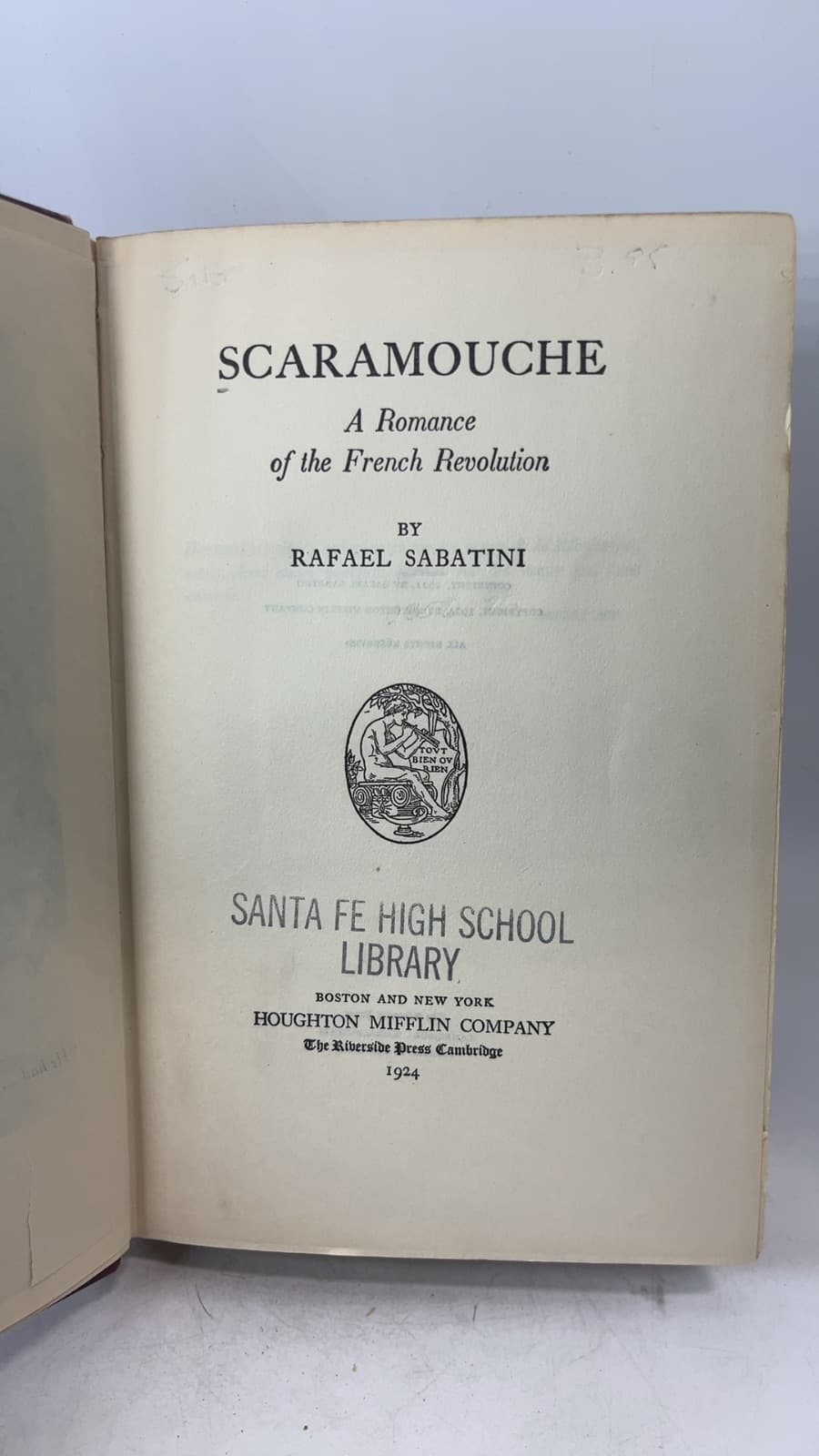 Scaramouche: A Romance of the French Revolution by Rafael Sabatini - title page