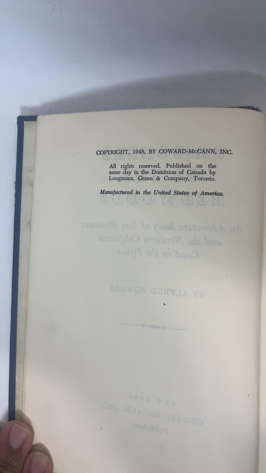 Prisoners of the Redwoods by Alfred Powers - copyright page showing 1948 details